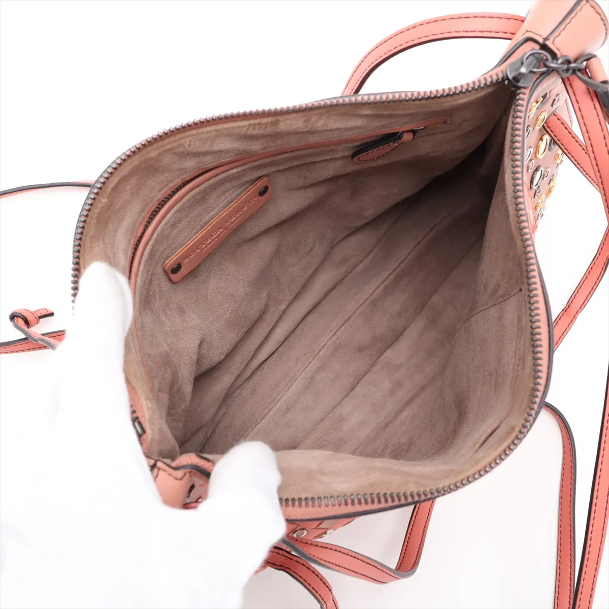 Intrecciato Leather Shoulder Bag, Pink — view 7