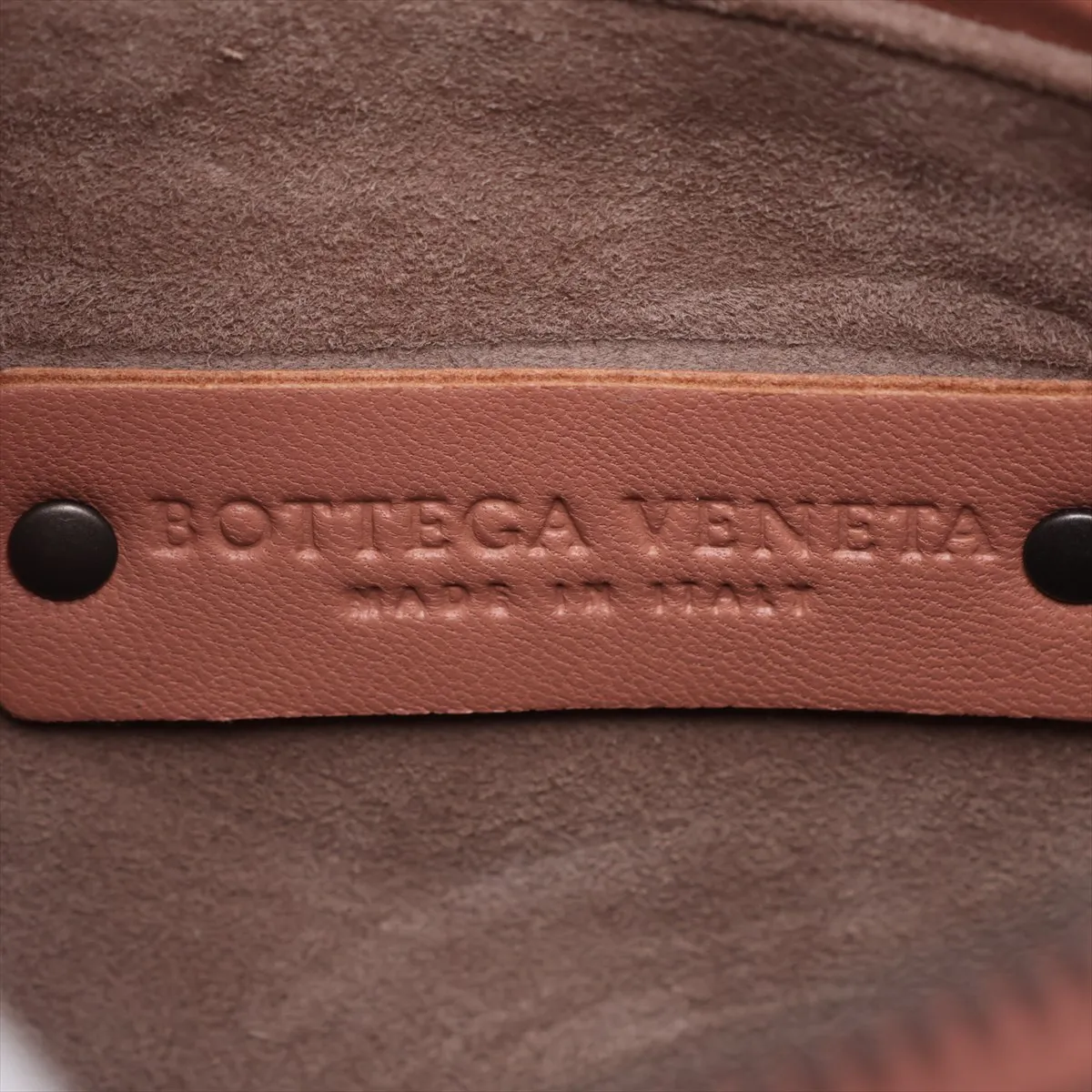 Intrecciato Leather Shoulder Bag, Pink — view 10