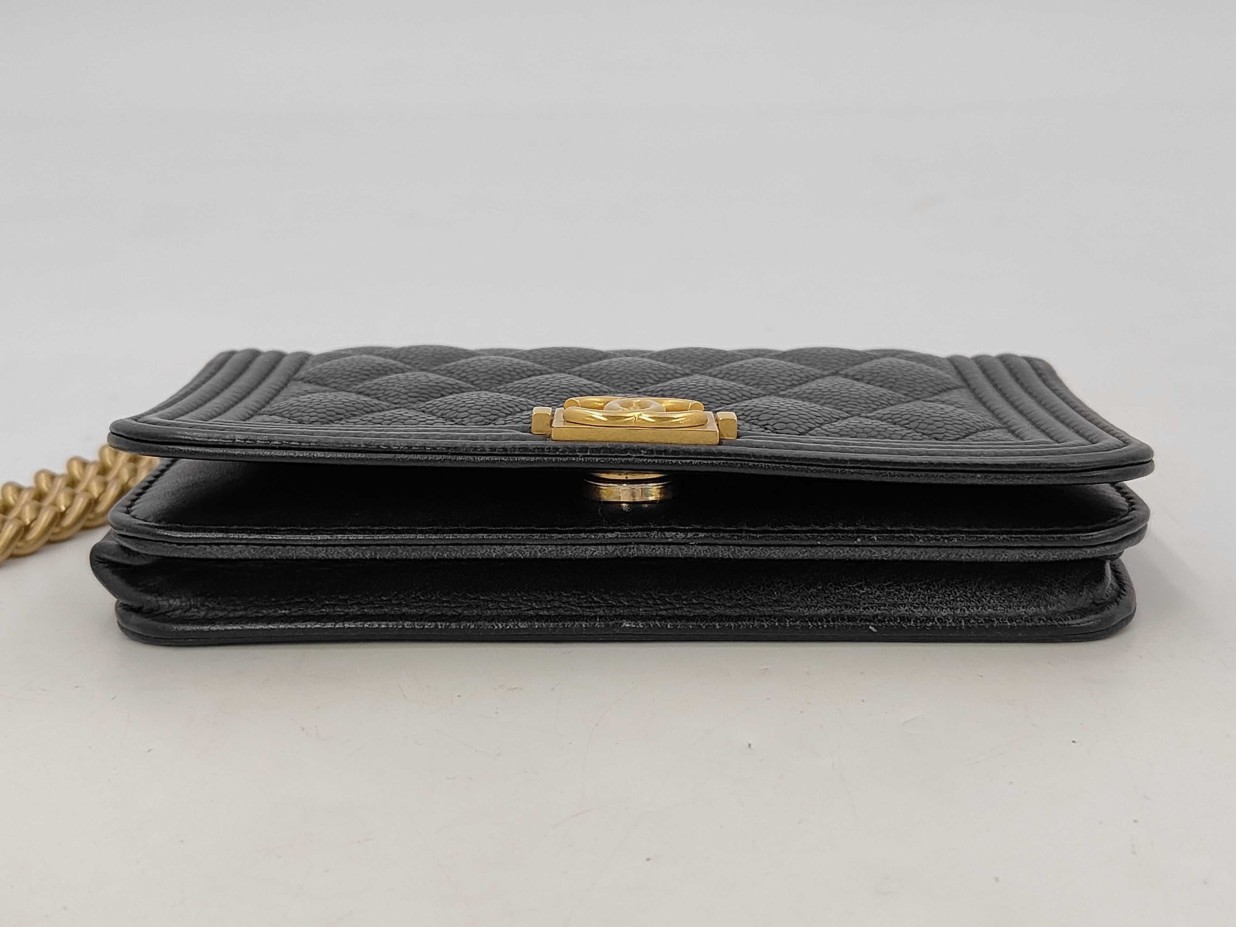 Boy Chanel Chain Wallet, Black Caviar Leather, Gold Hardware, Shoulder Bag — view 8