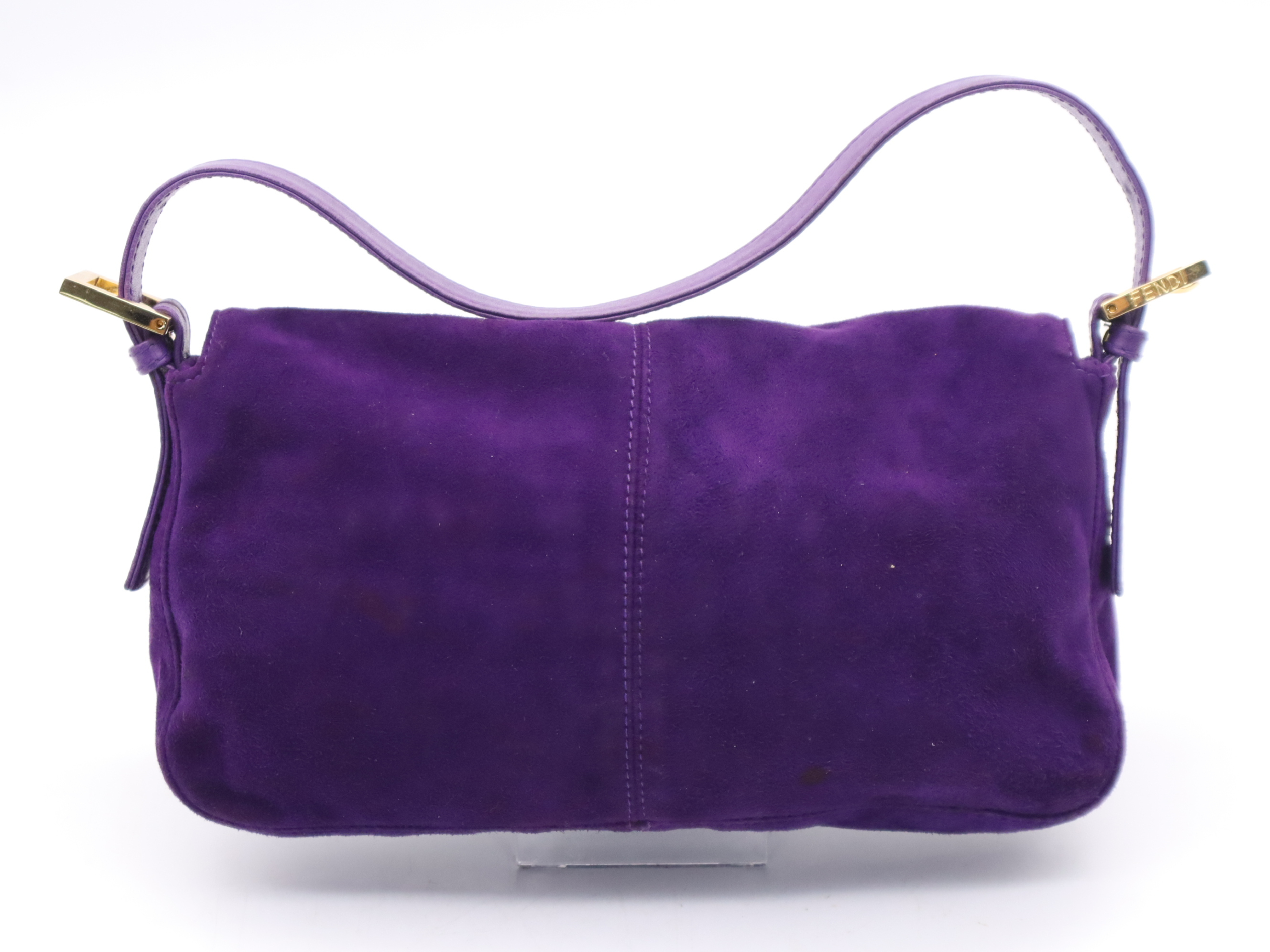 26424 Suede Mamma Bucket Purple Yellow Gold Hardware Handbag — view 2