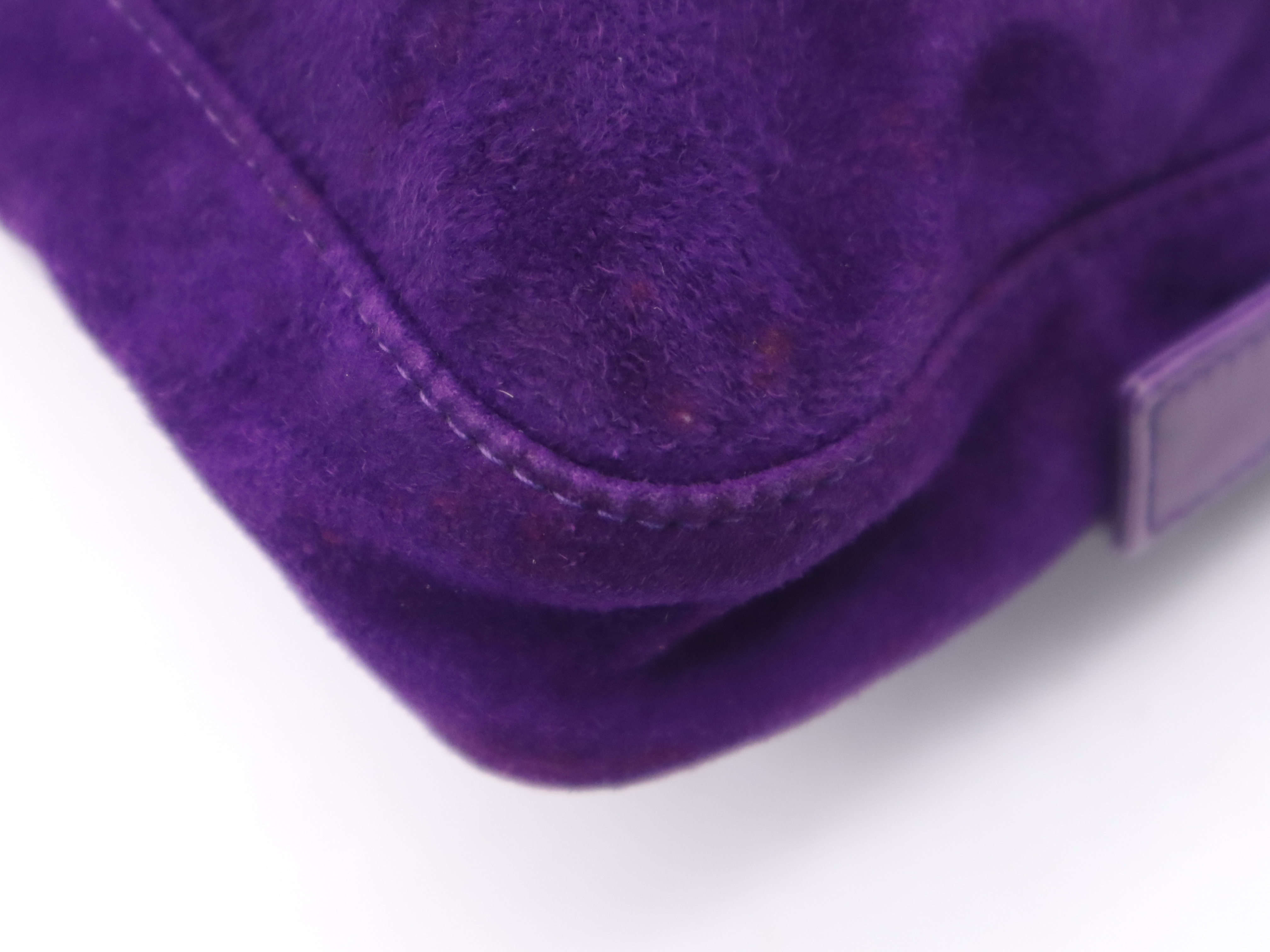 26424 Suede Mamma Bucket Purple Yellow Gold Hardware Handbag — view 11