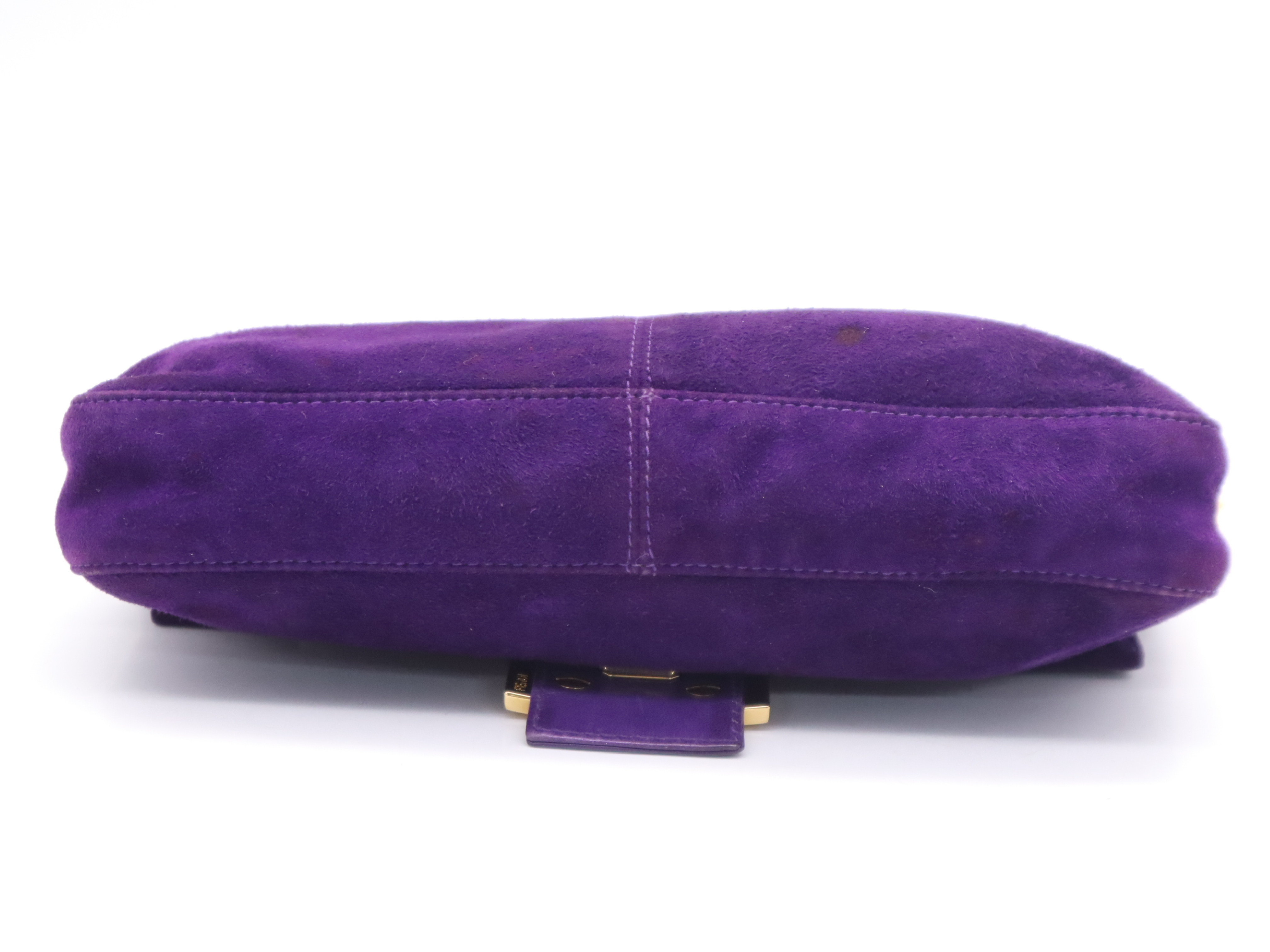26424 Suede Mamma Bucket Purple Yellow Gold Hardware Handbag — view 4