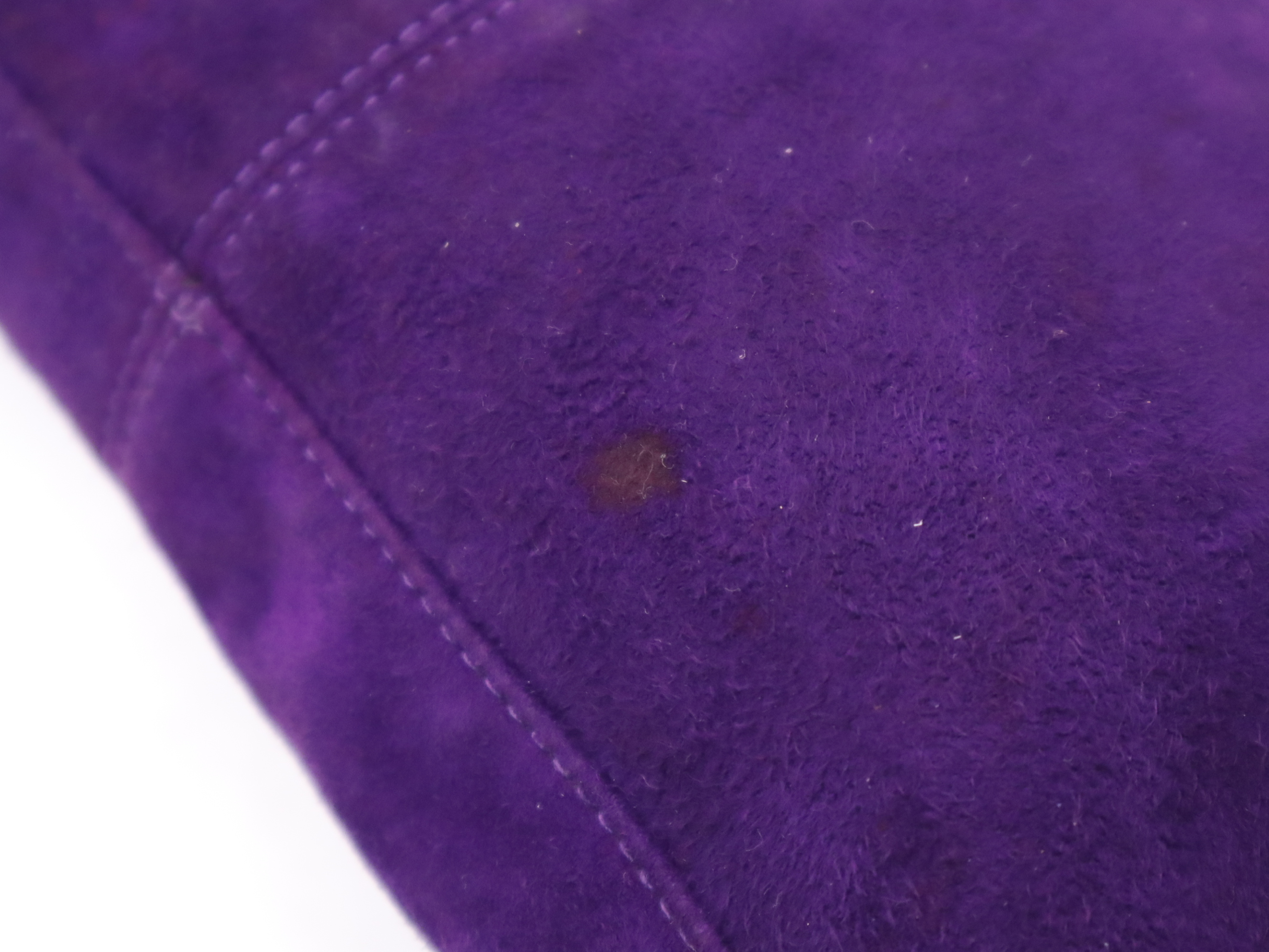 26424 Suede Mamma Bucket Purple Yellow Gold Hardware Handbag — view 10