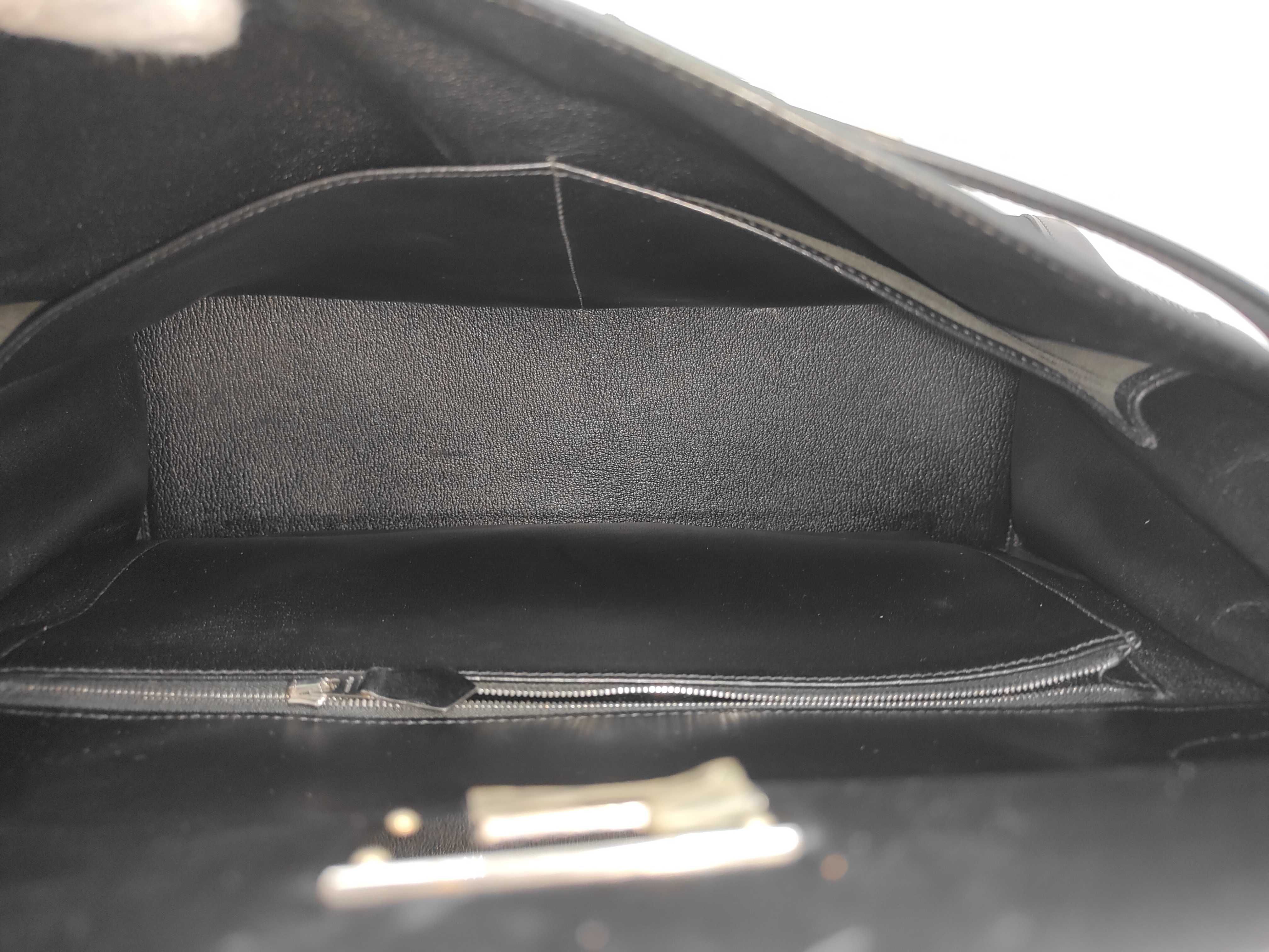 Kelly Laqui 40, Toile Officier x Box Calf leather, H stamp, 2004, Black 89, Silver hardware, H6Z Shoulder bag — view 11