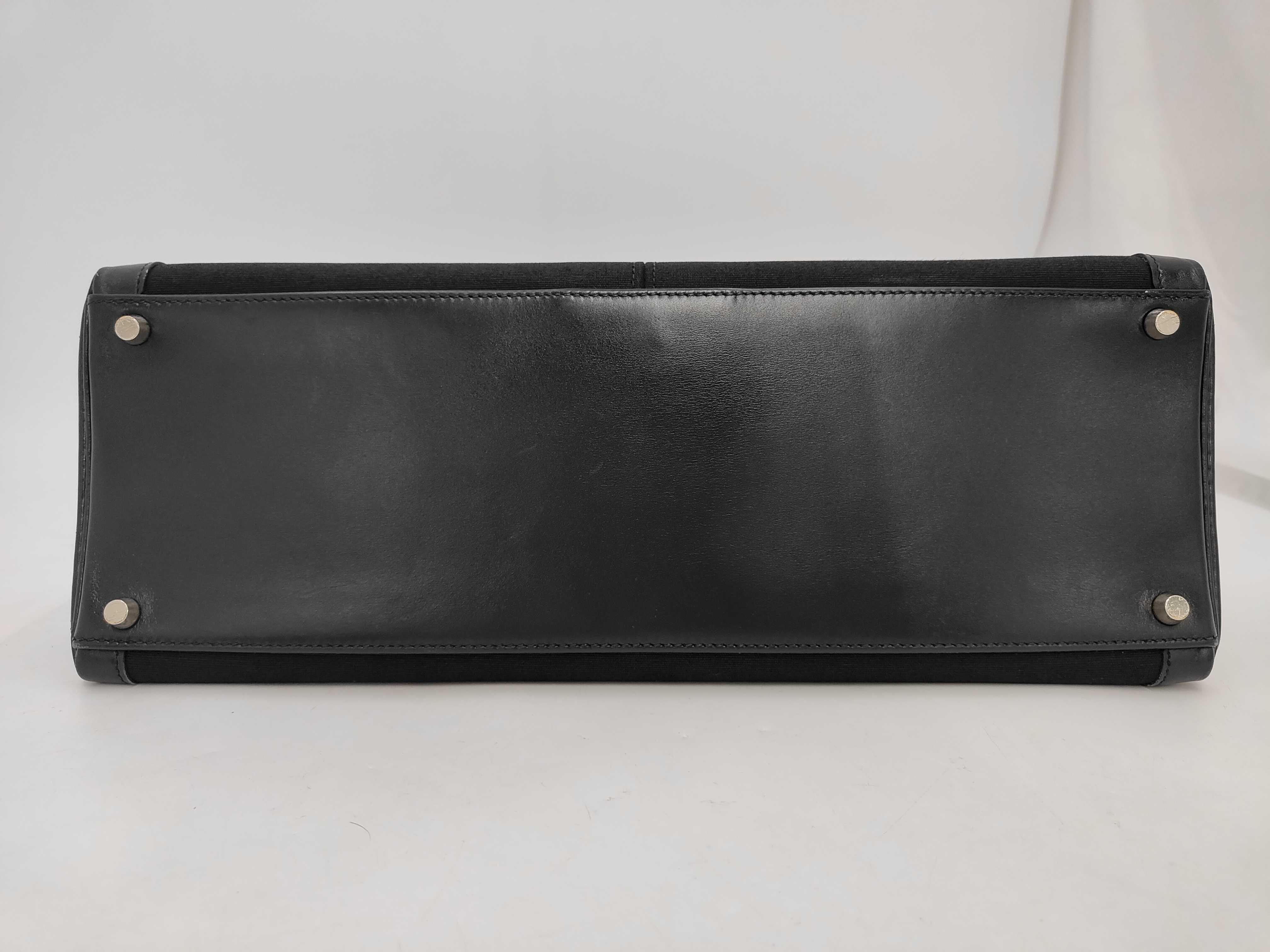 Kelly Laqui 40, Toile Officier x Box Calf leather, H stamp, 2004, Black 89, Silver hardware, H6Z Shoulder bag — view 3