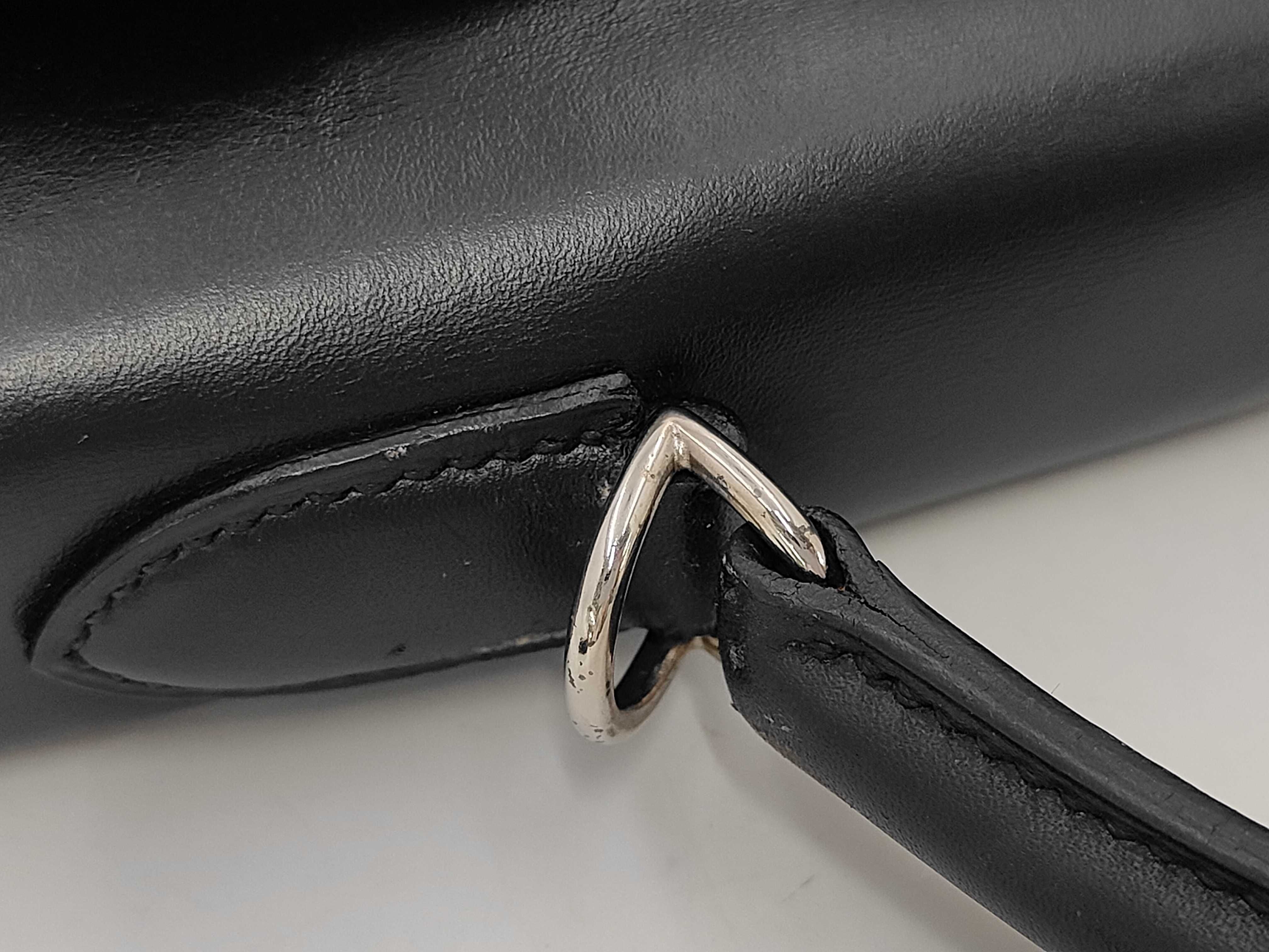 Kelly Laqui 40, Toile Officier x Box Calf leather, H stamp, 2004, Black 89, Silver hardware, H6Z Shoulder bag — view 6