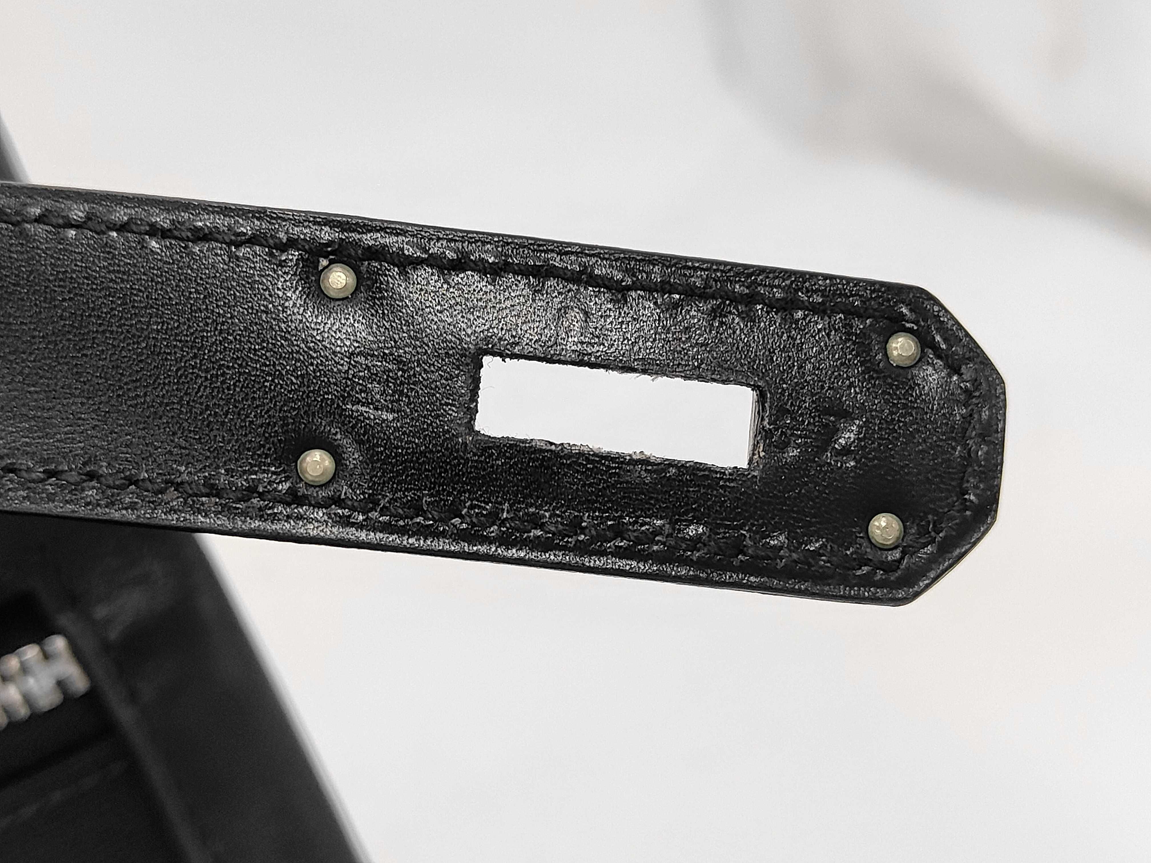 Kelly Laqui 40, Toile Officier x Box Calf leather, H stamp, 2004, Black 89, Silver hardware, H6Z Shoulder bag — view 10