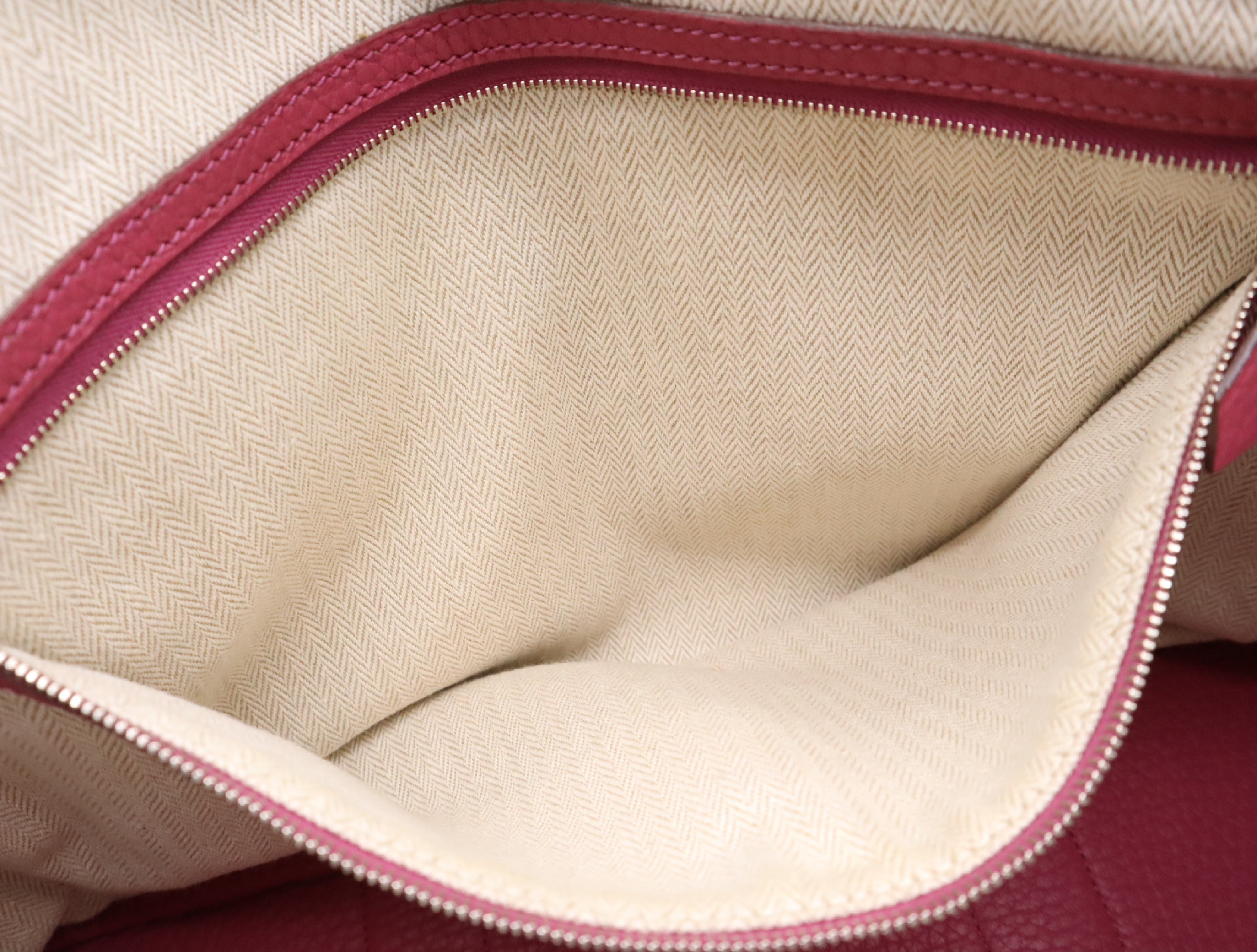 Leather Garden Party PM Tote Bag, Purple, P stamp, 2012. Tote bag. — view 15