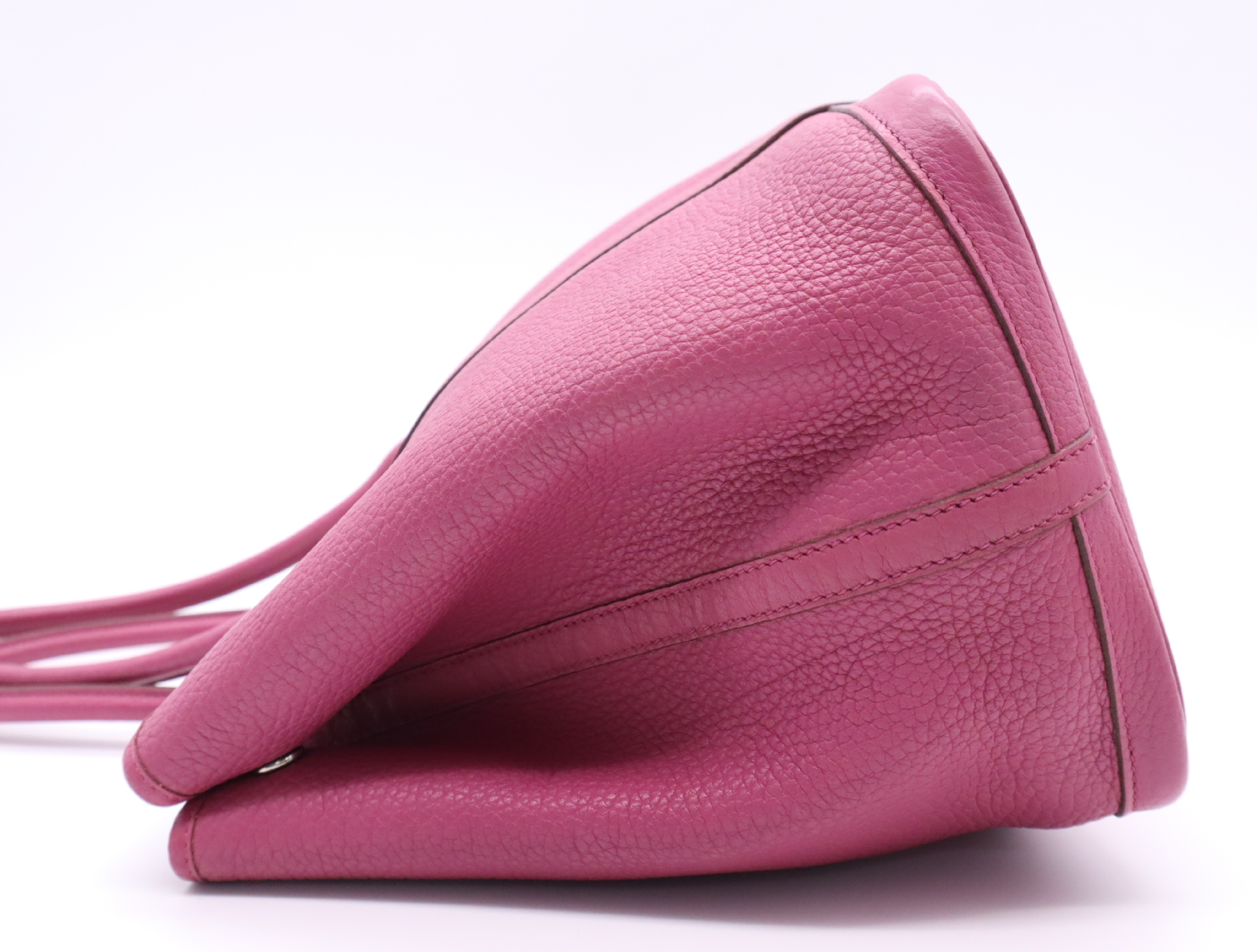 Leather Garden Party PM Tote Bag, Purple, P stamp, 2012. Tote bag. — view 3