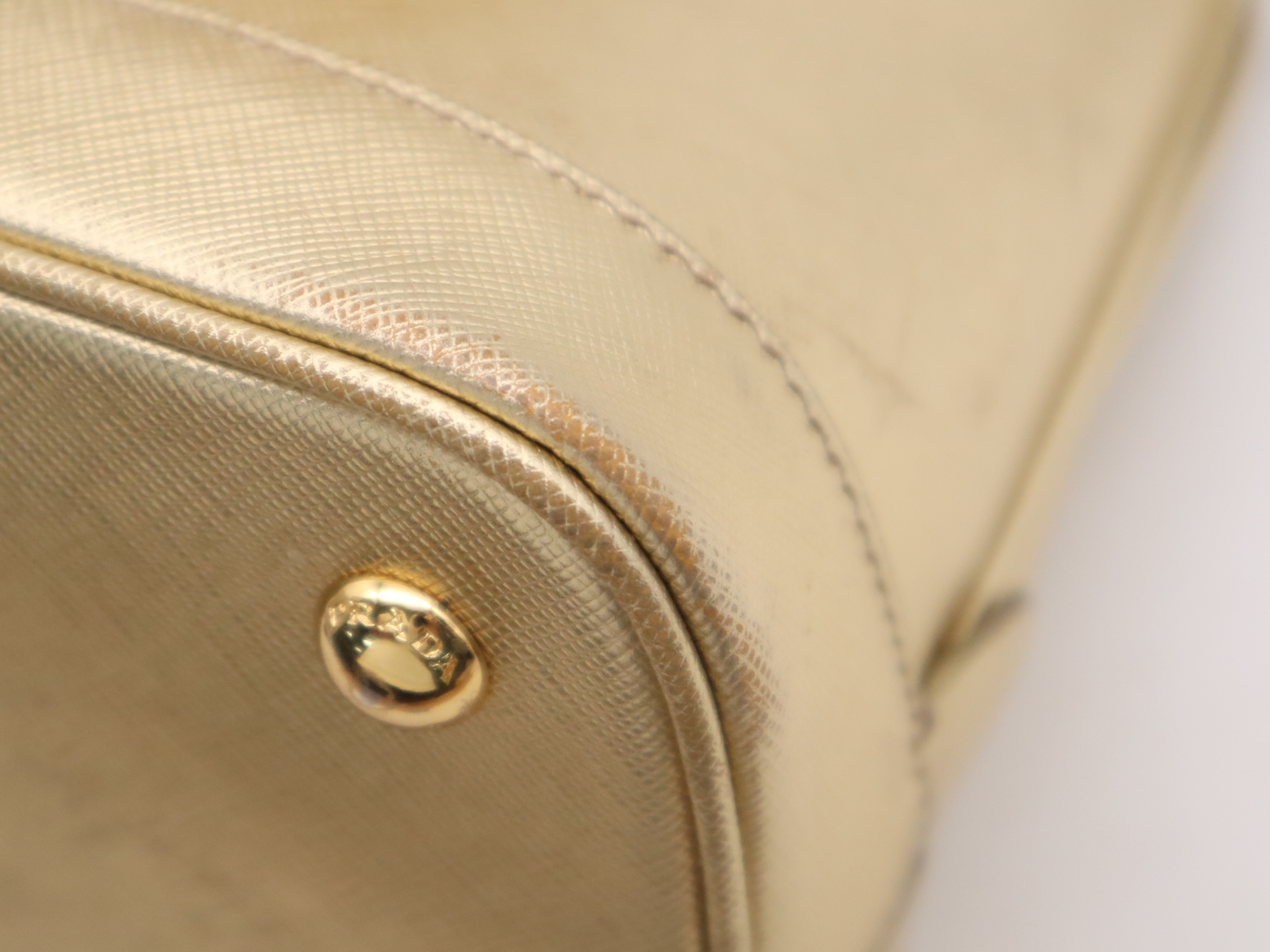 Leather Triangle Logo 2-Way Handbag with Gold Shoulder Strap, Name Tag, and Card Holder — view 11
