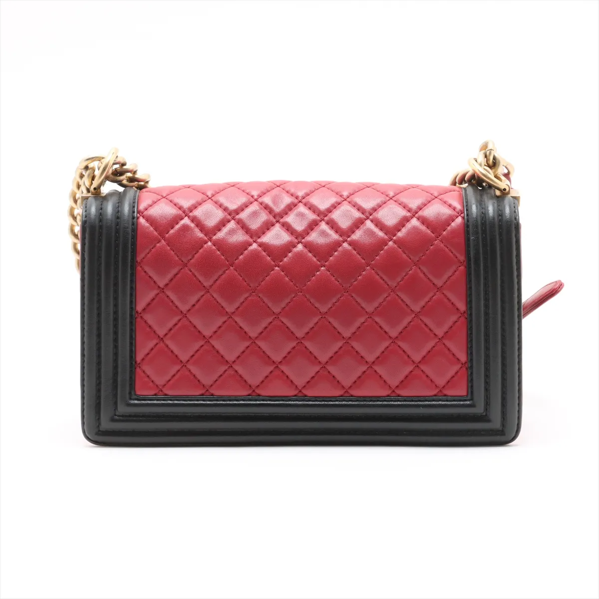 Boy Chanel 25 Lambskin Chain Shoulder Bag Red x Black Gold Hardware 23338810 23rd Series A67086 — view 2
