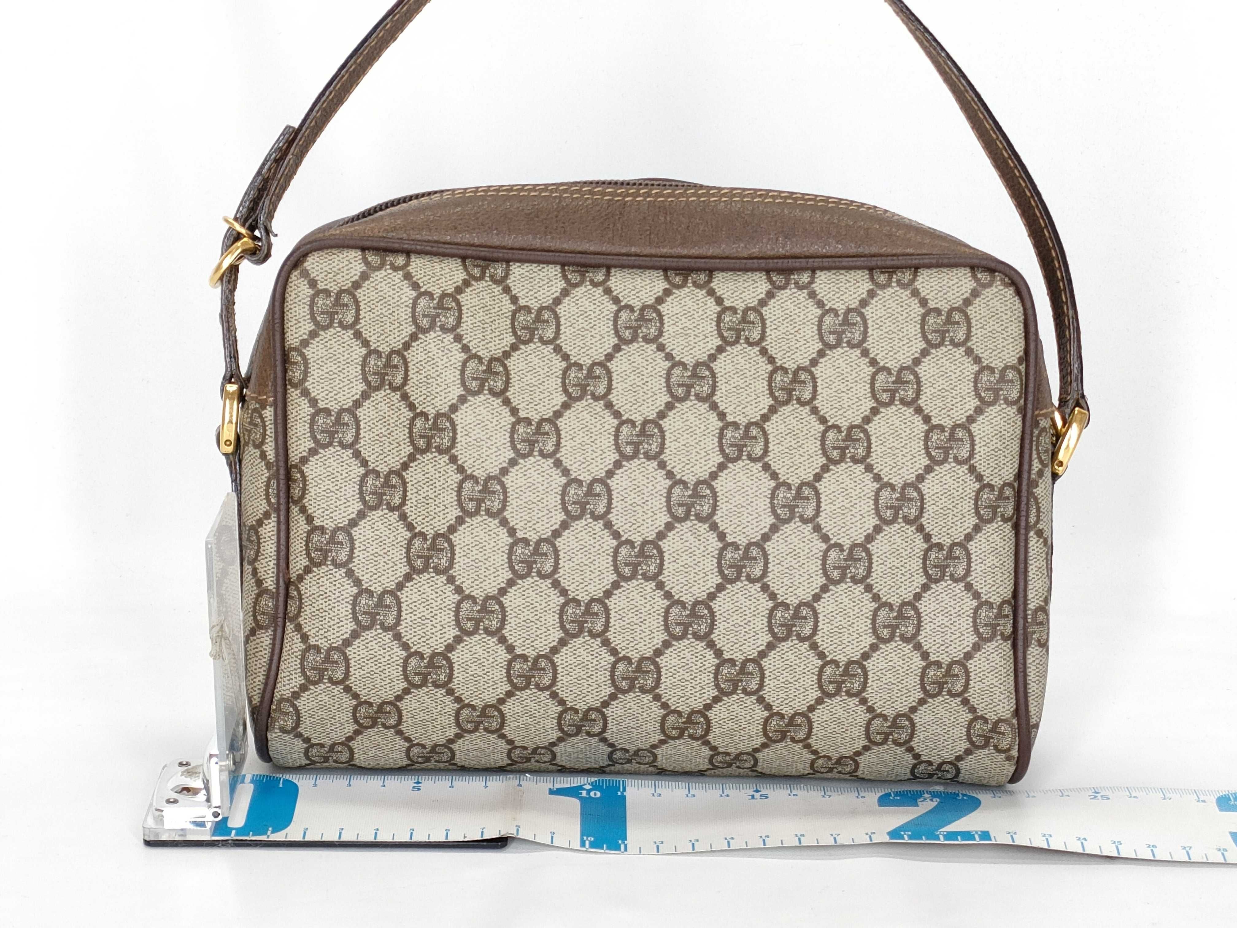 Old Gucci Sherry Line GG Pattern PVC x Leather Shoulder Bag Handbag — view 2