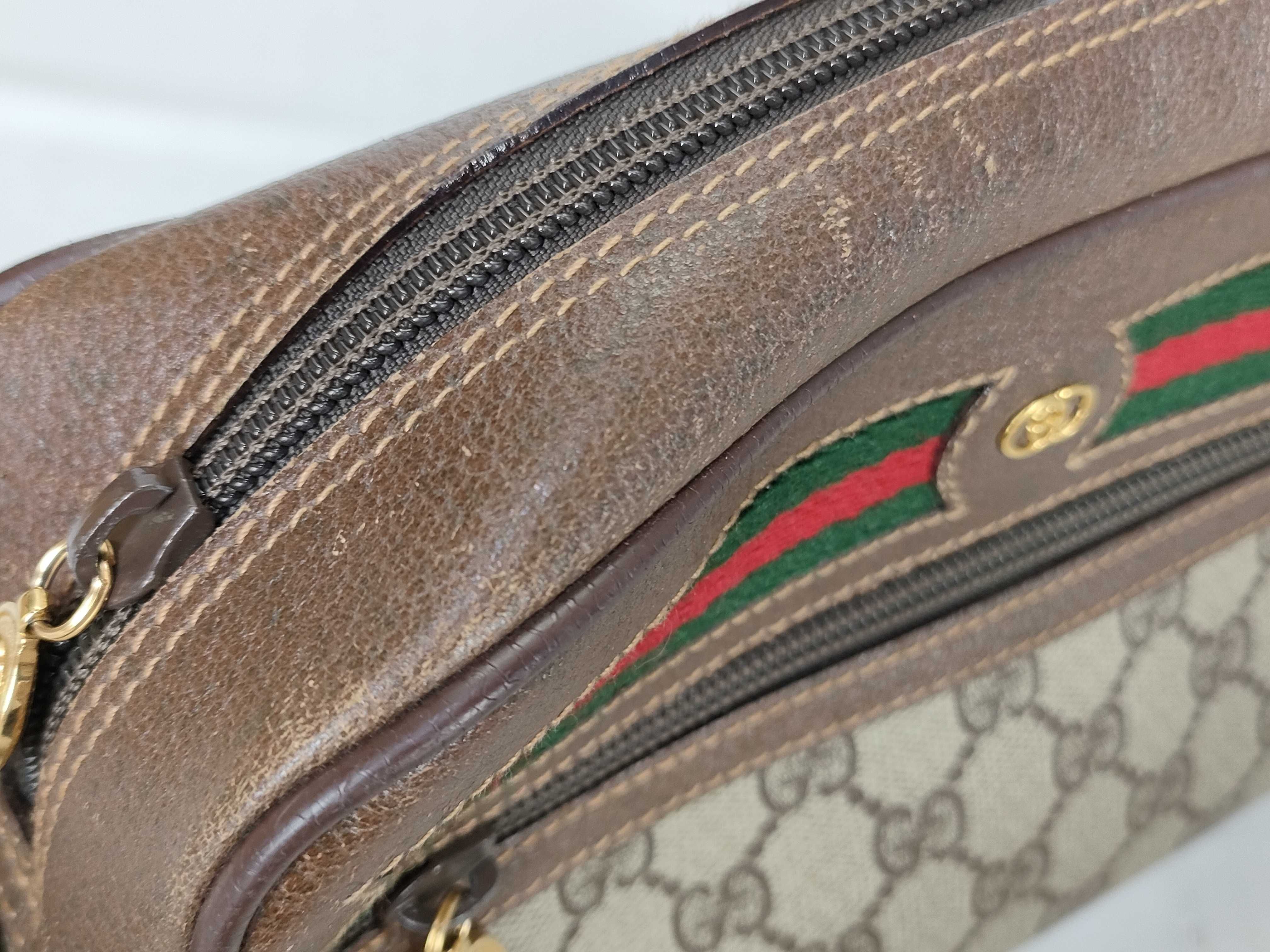 Old Gucci Sherry Line GG Pattern PVC x Leather Shoulder Bag Handbag — view 12