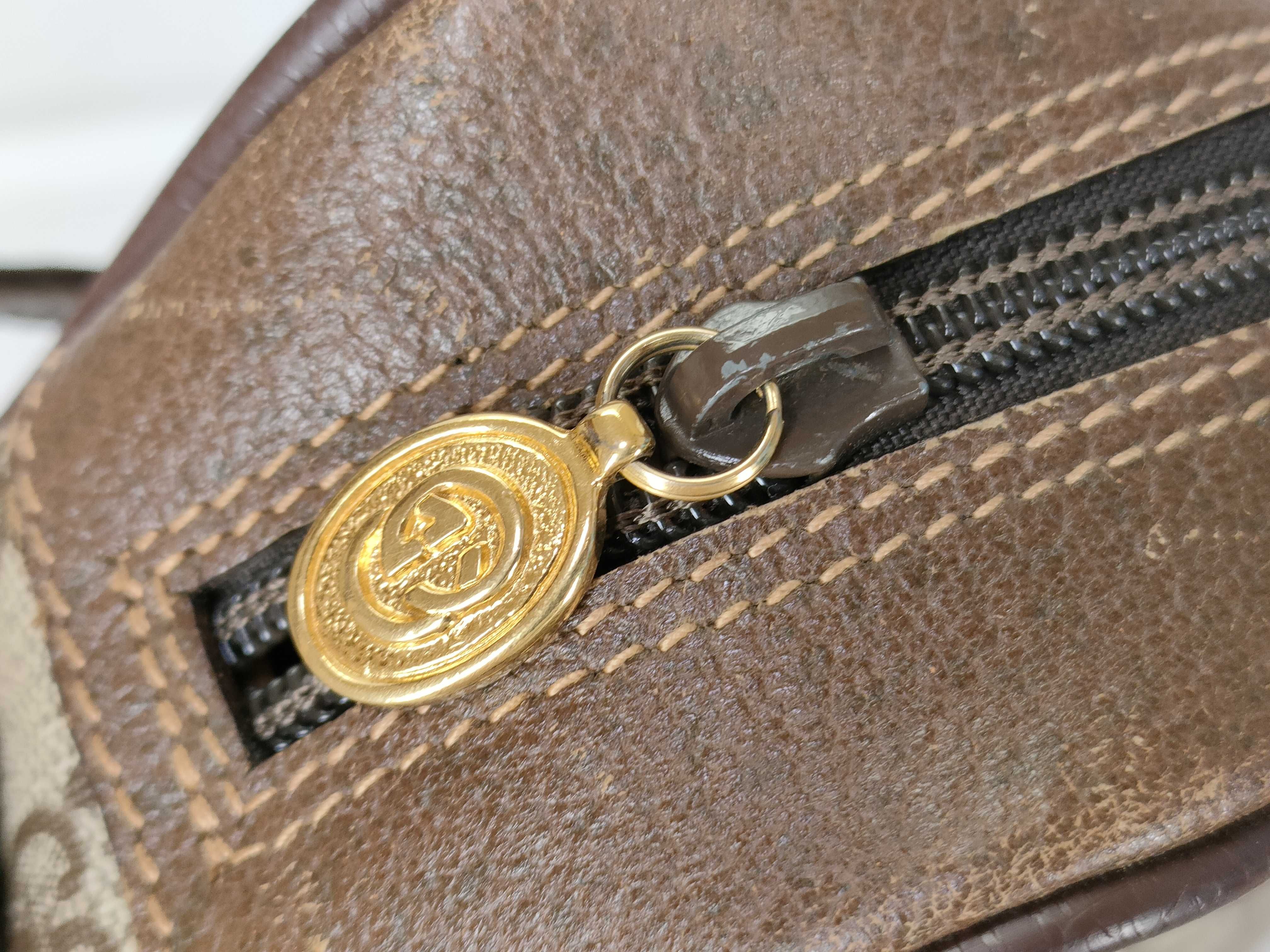 Old Gucci Sherry Line GG Pattern PVC x Leather Shoulder Bag Handbag — view 13