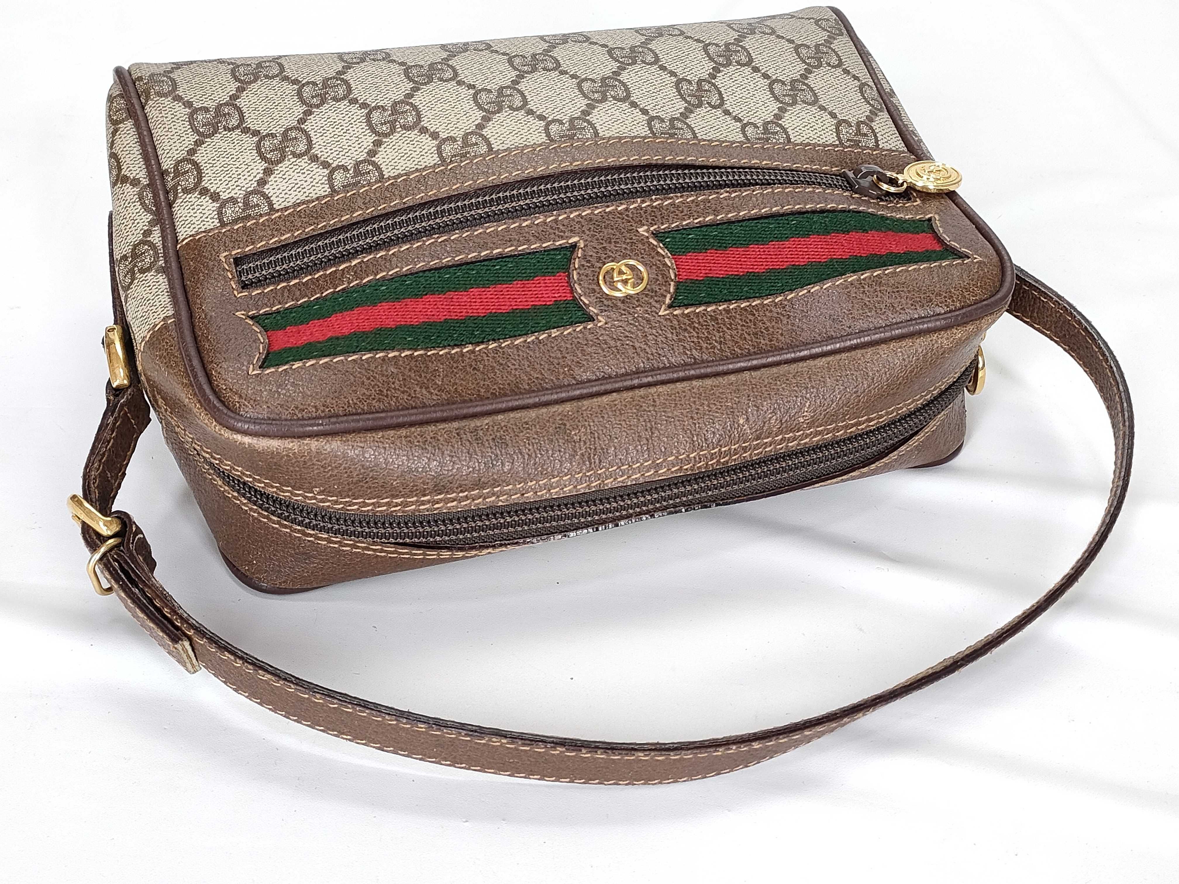 Old Gucci Sherry Line GG Pattern PVC x Leather Shoulder Bag Handbag — view 3