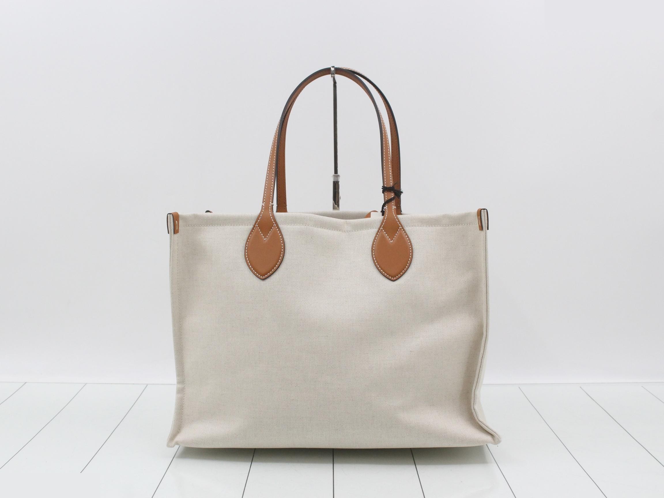 Logo print medium tote bag, canvas, natural × — view 2