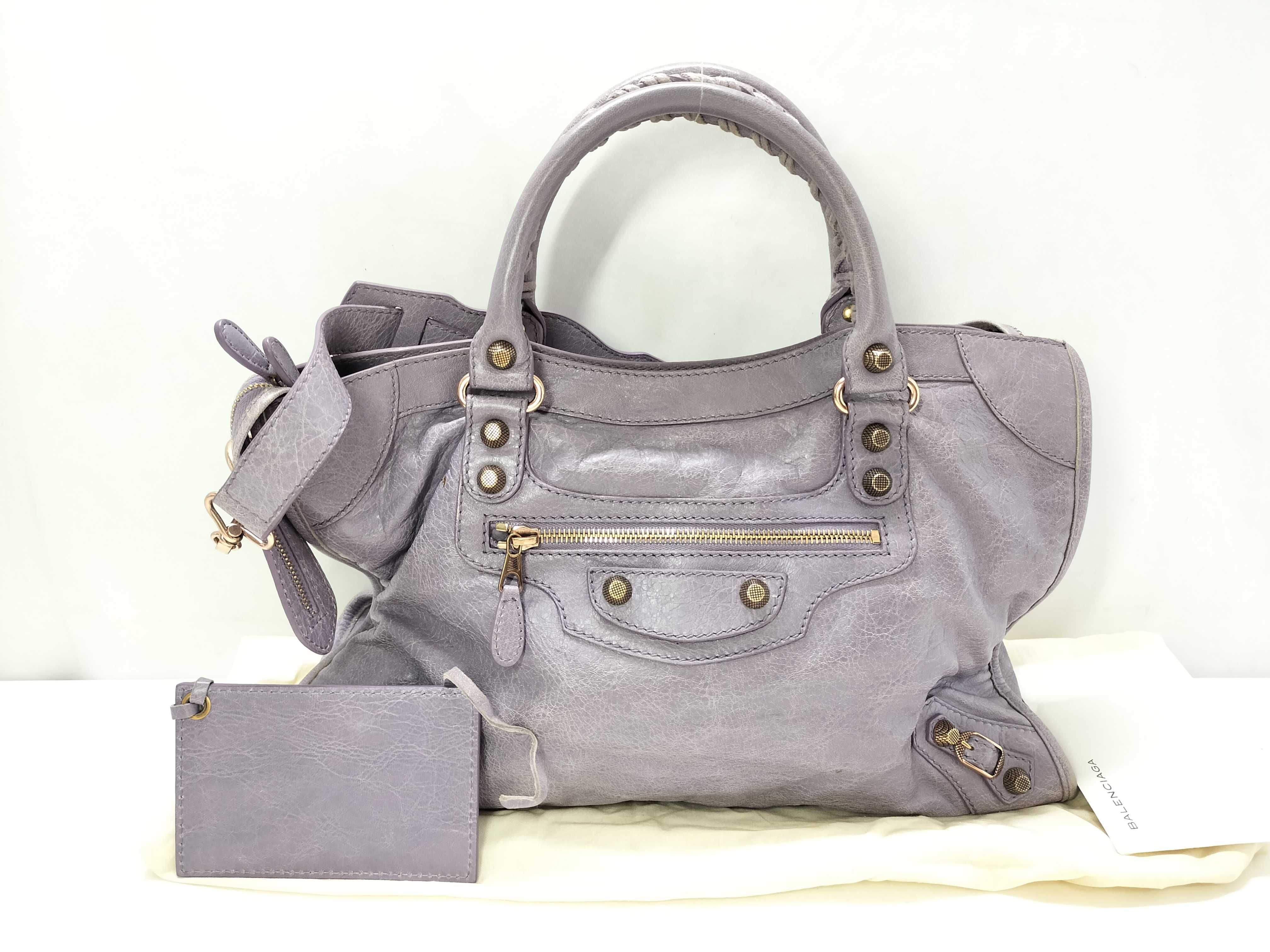 The Giant City Leather 2-Way Handbag, Purple, 281770, with Mirror