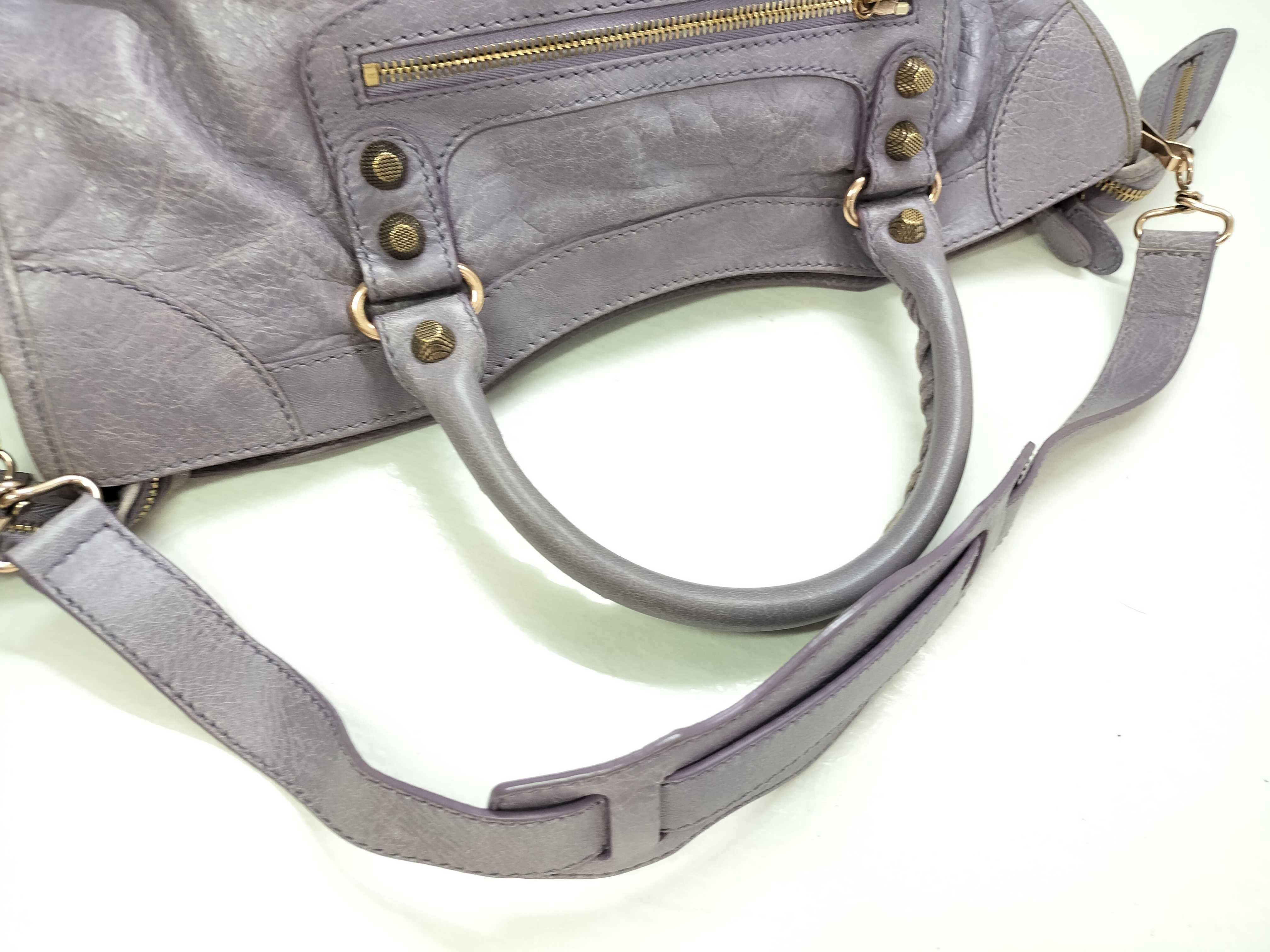 The Giant City Leather 2-Way Handbag, Purple, 281770, with Mirror — view 3