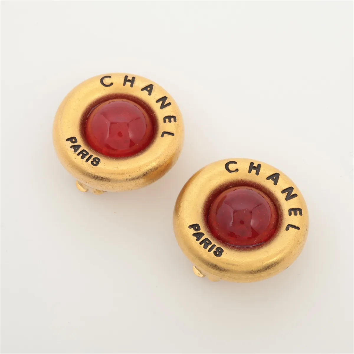 Logo 94A Earrings (Pair) GP x Resin Gold x Red — view 3
