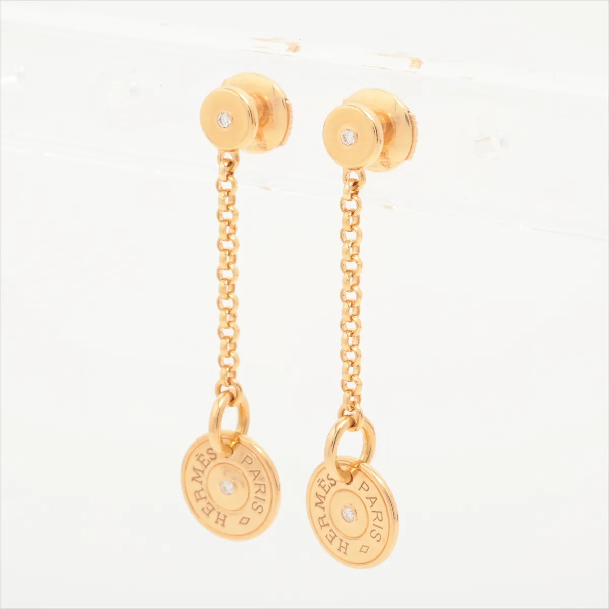 Gunbird Diamond Earrings 750(PG) 4.9g 16W051963 Faint catch engraving — view 2