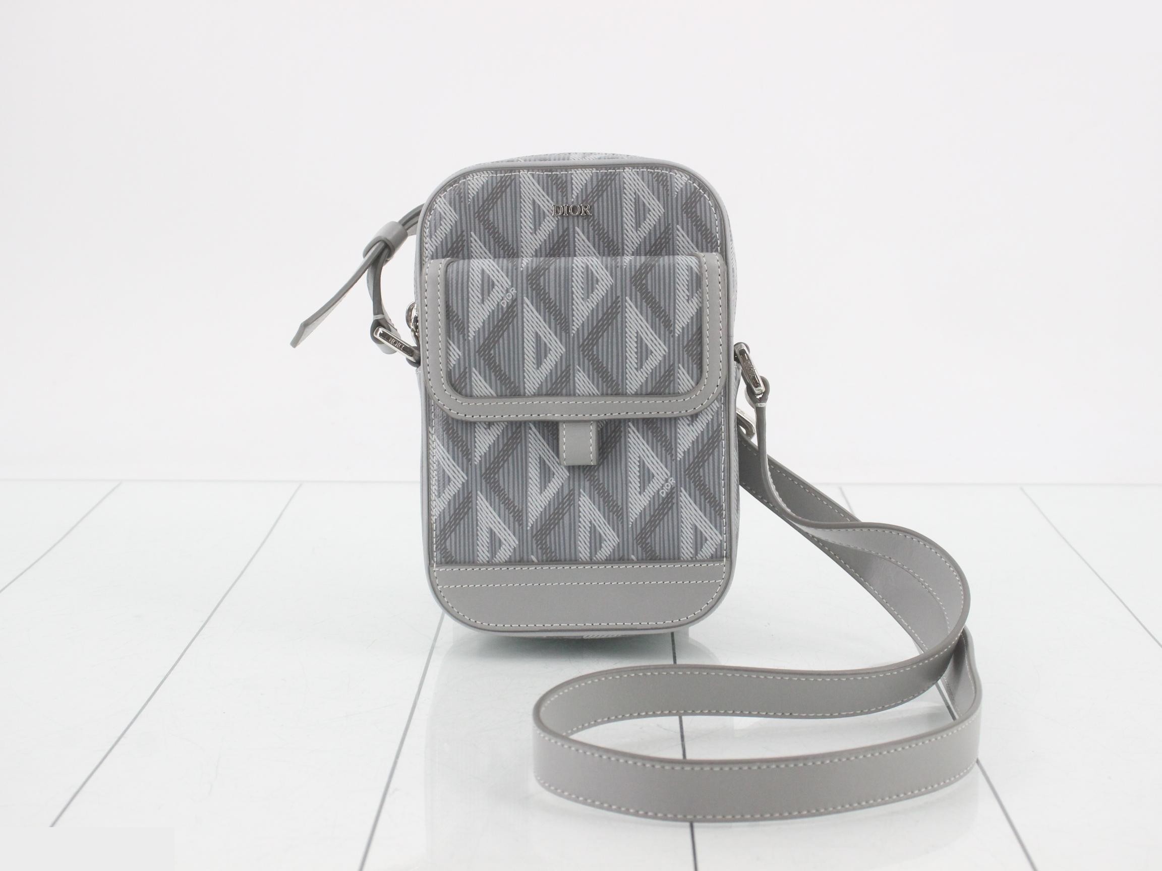 CD Diamond Leather Hit the Road Shoulder Bag, Gray