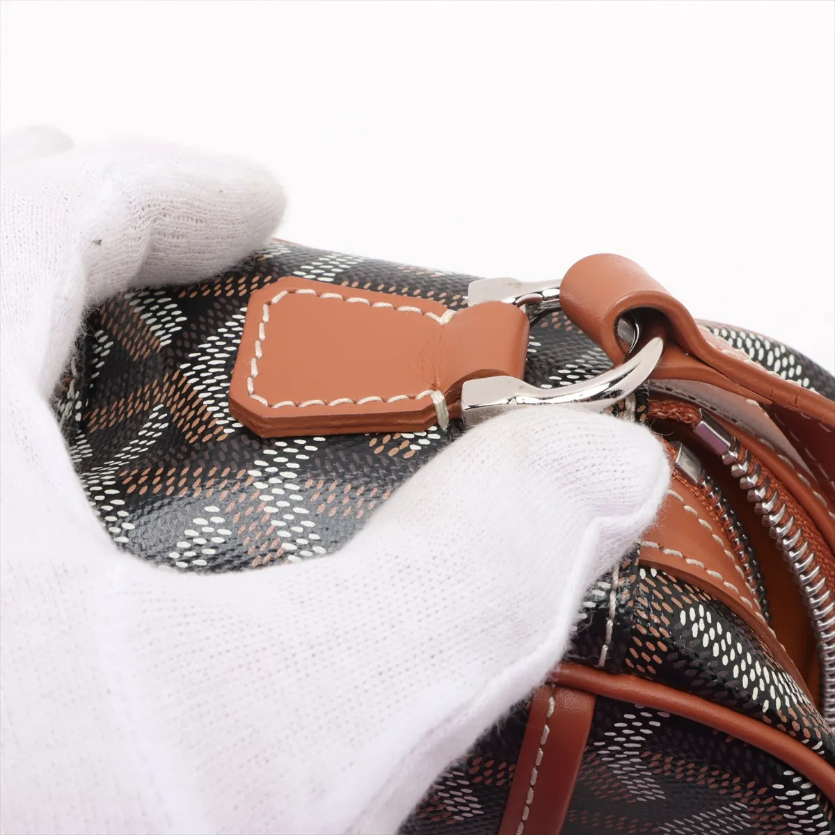 Cup Veil PVC x Leather Shoulder Bag Black x Brown — view 12