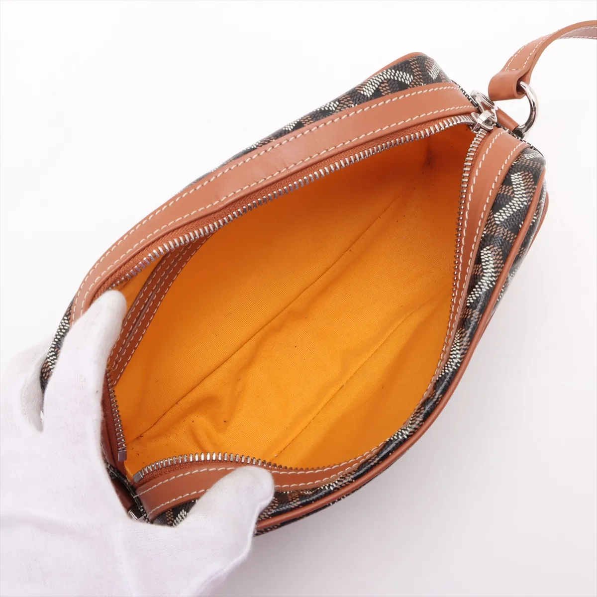 Cup Veil PVC x Leather Shoulder Bag Black x Brown — view 6