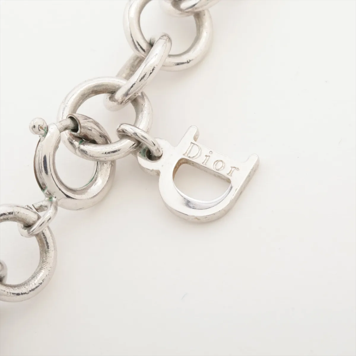 Lockheart Key Necklace, Metal x Rhinestone, Silver. Shows — view 4
