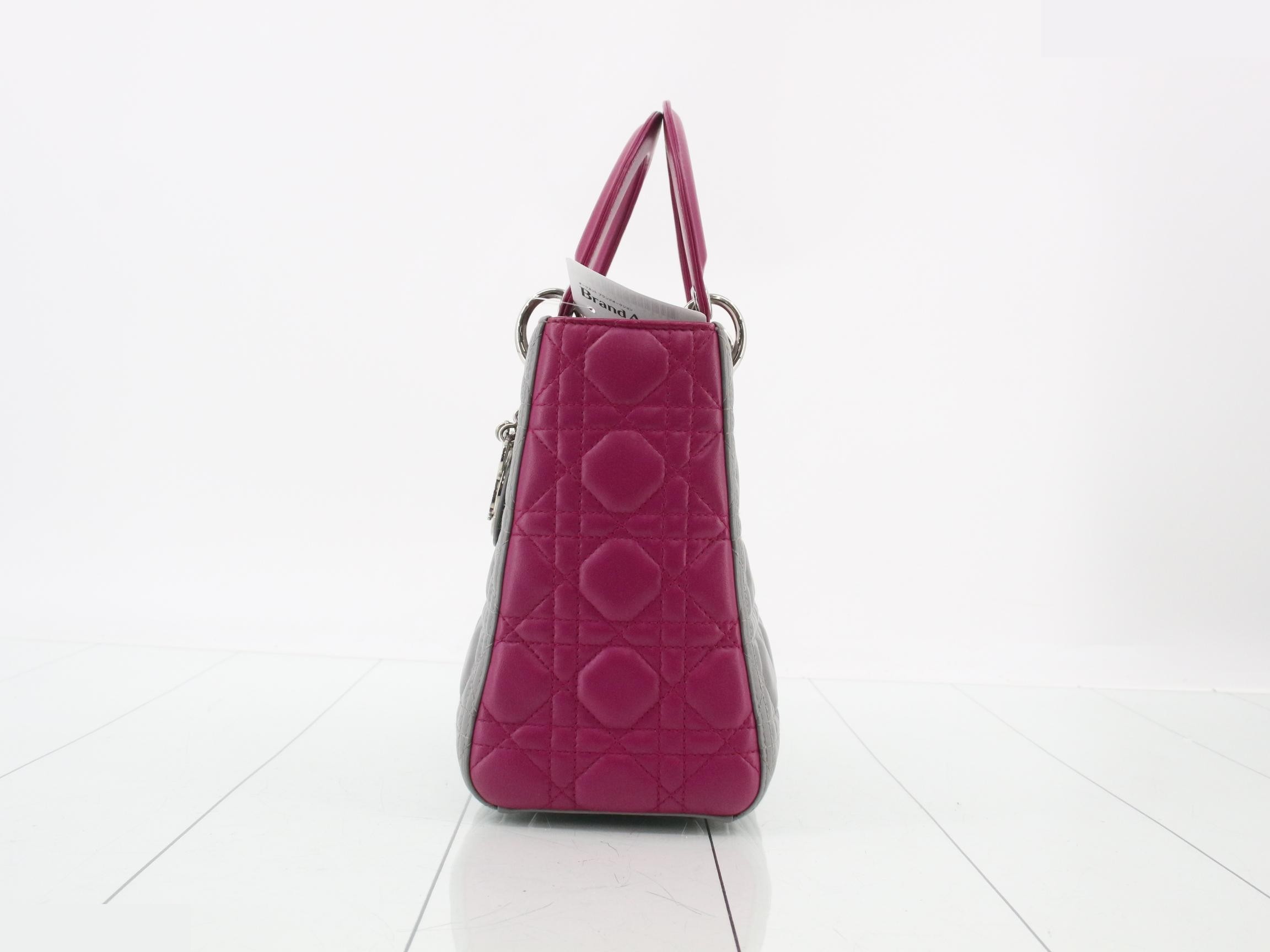 Lady Dior Cannage Lambskin 2-Way Handbag, Bicolor — view 3