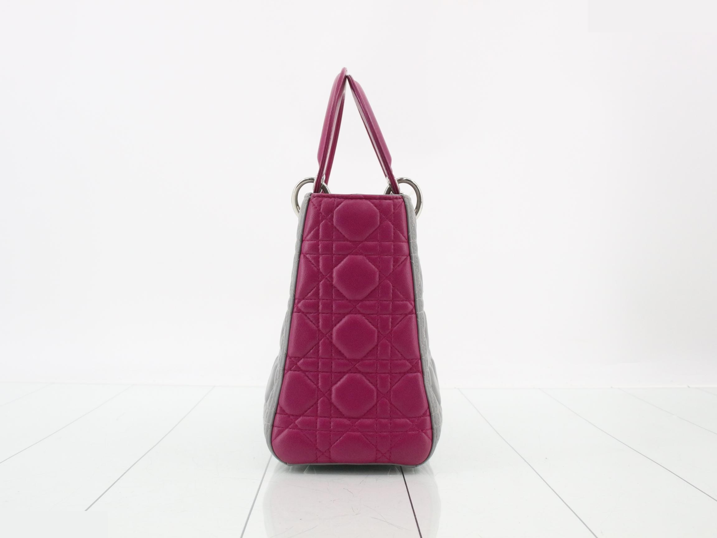 Lady Dior Cannage Lambskin 2-Way Handbag, Bicolor — view 4