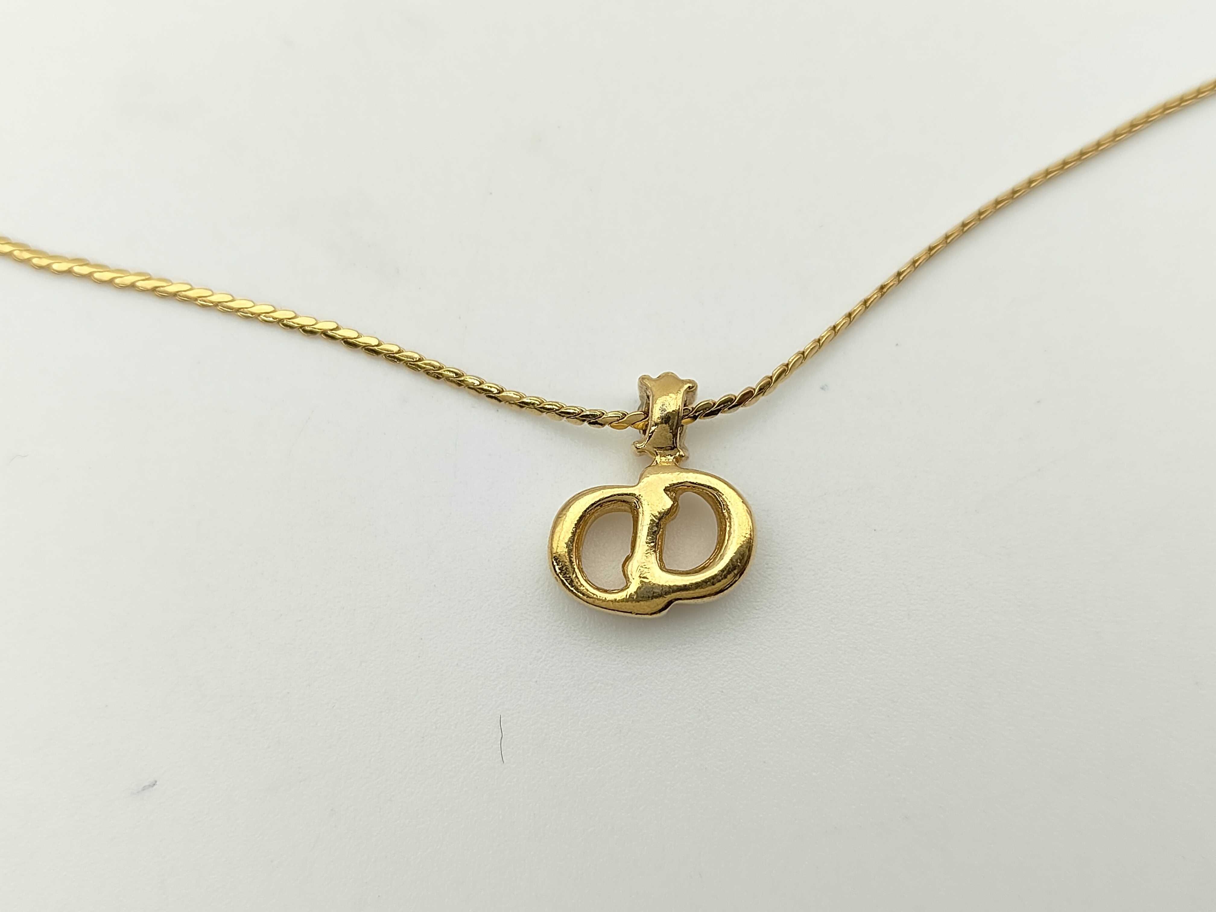 CD Logo Rhinestone Gold Necklace — view 2