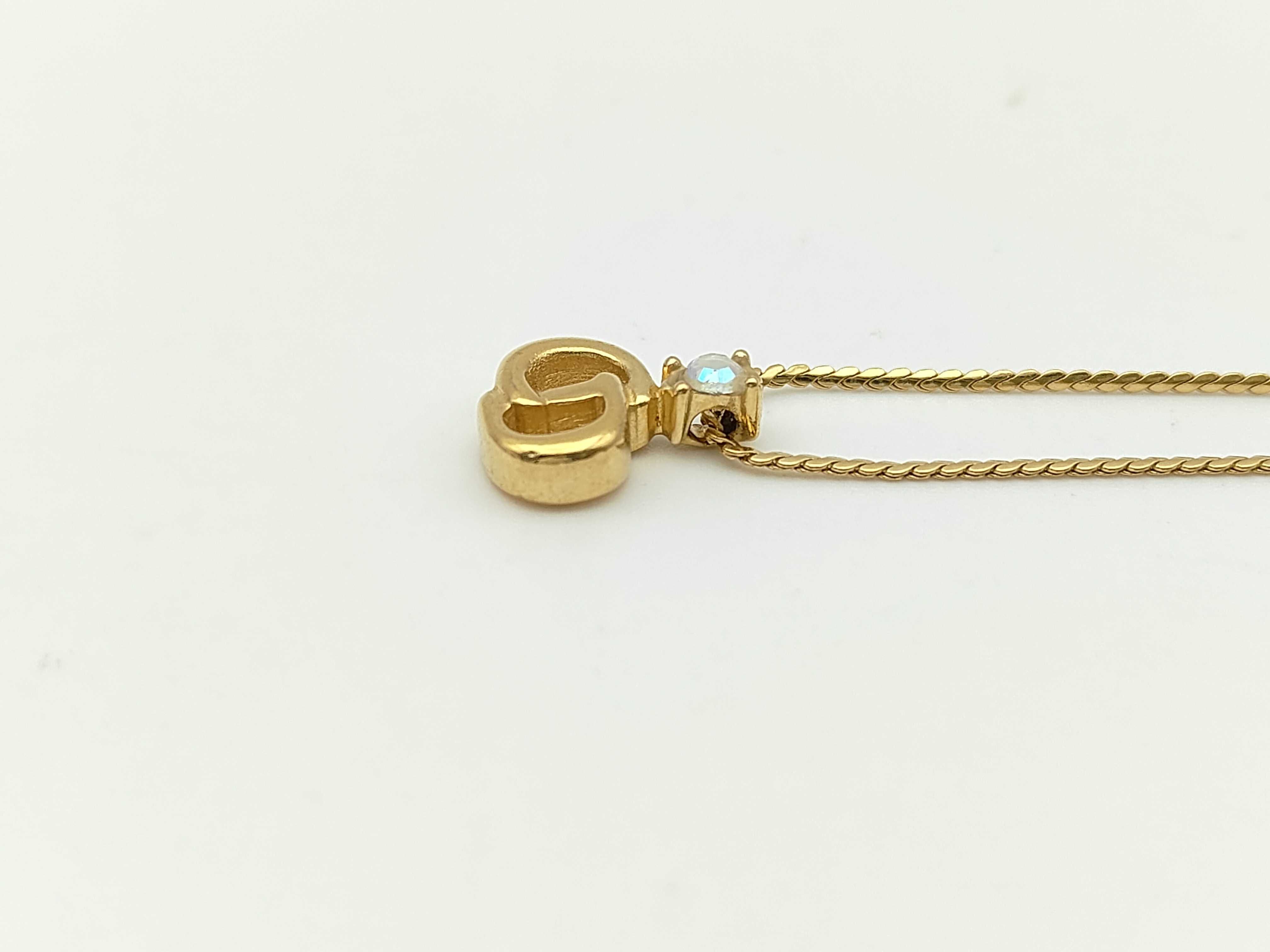 CD Logo Rhinestone Gold Necklace — view 3