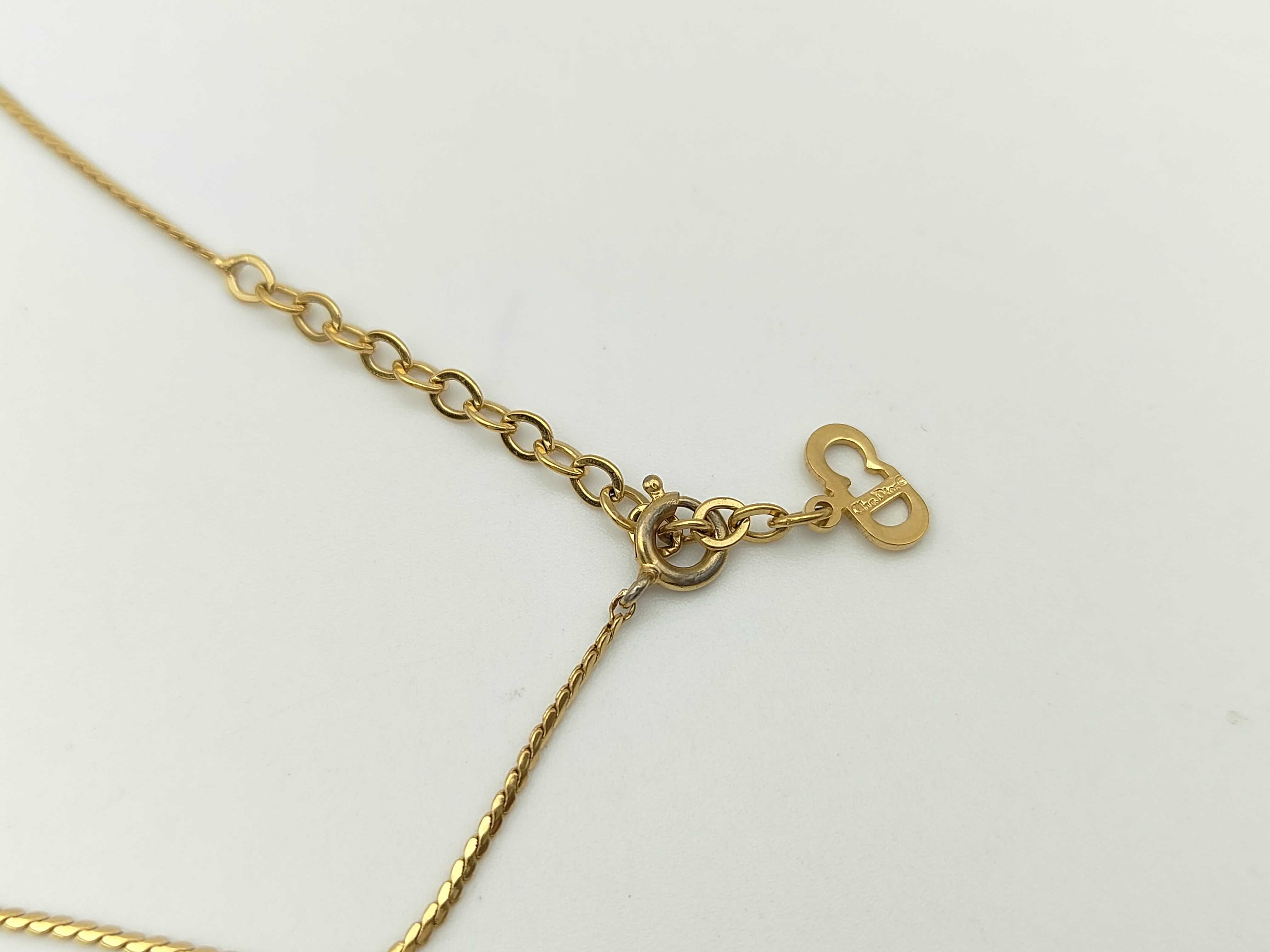 CD Logo Rhinestone Gold Necklace — view 4