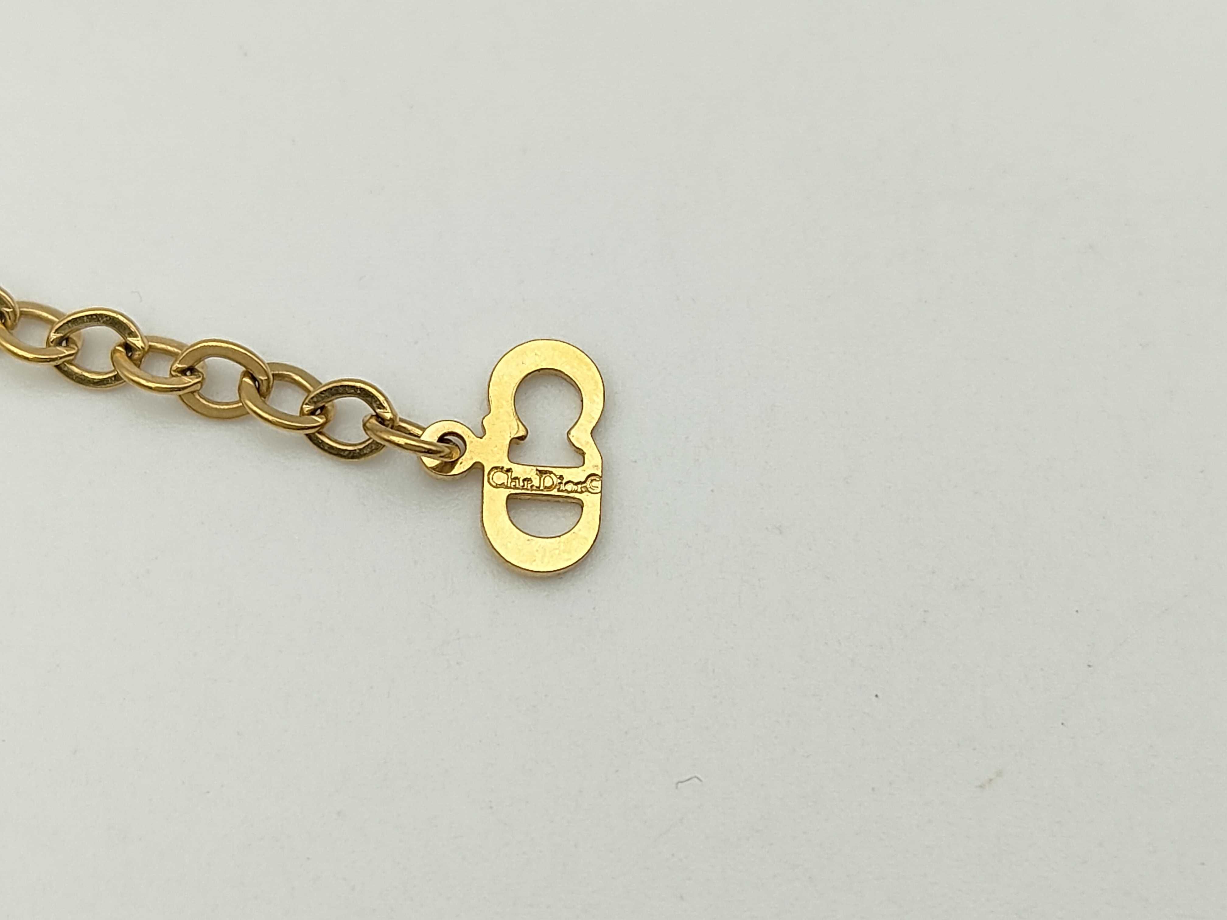 CD Logo Rhinestone Gold Necklace — view 5