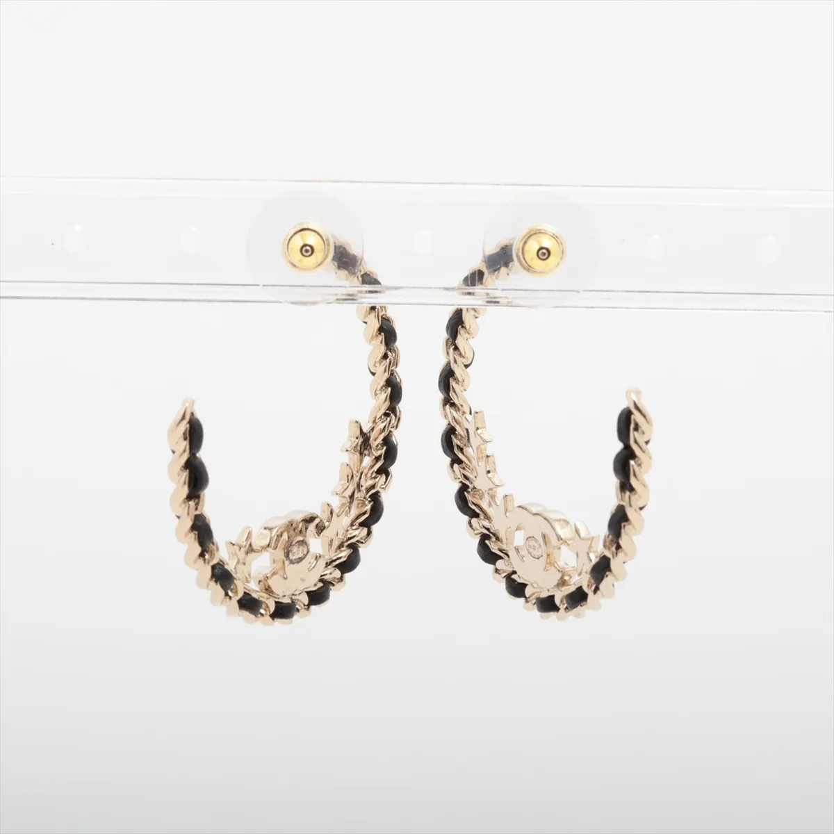 Cocomark B23C Earrings (for both ears) GP x Rhinestone x Leather Gold — view 2