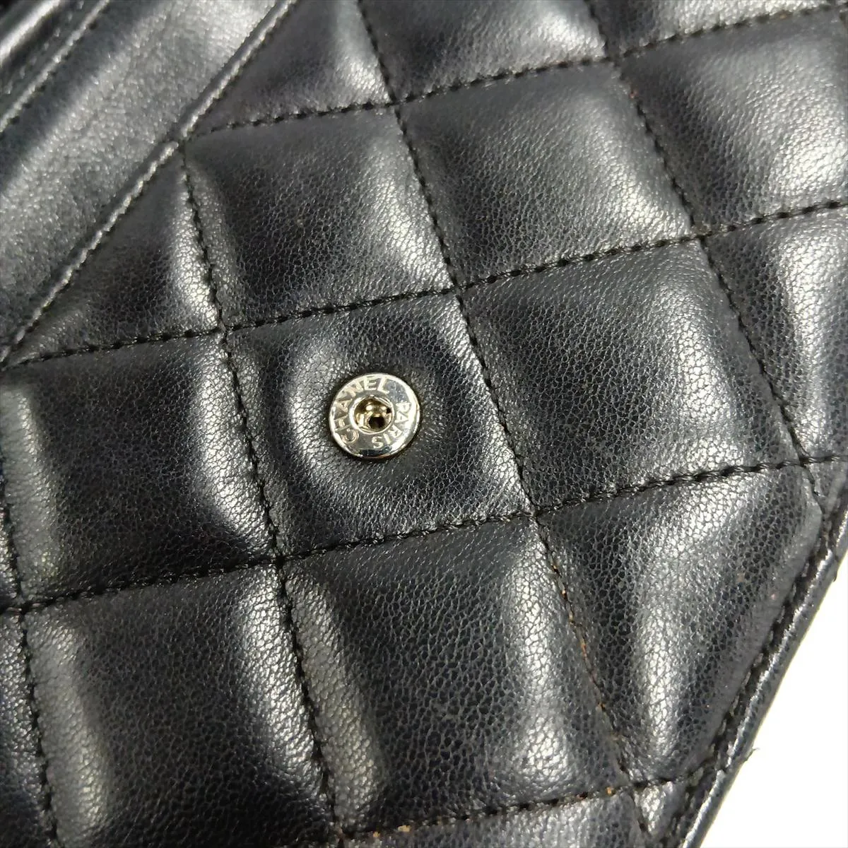 Matelassé Lambskin Chain Wallet, Black with Silver Hardware, 25442735, Serial Number , AP0250 — view 14