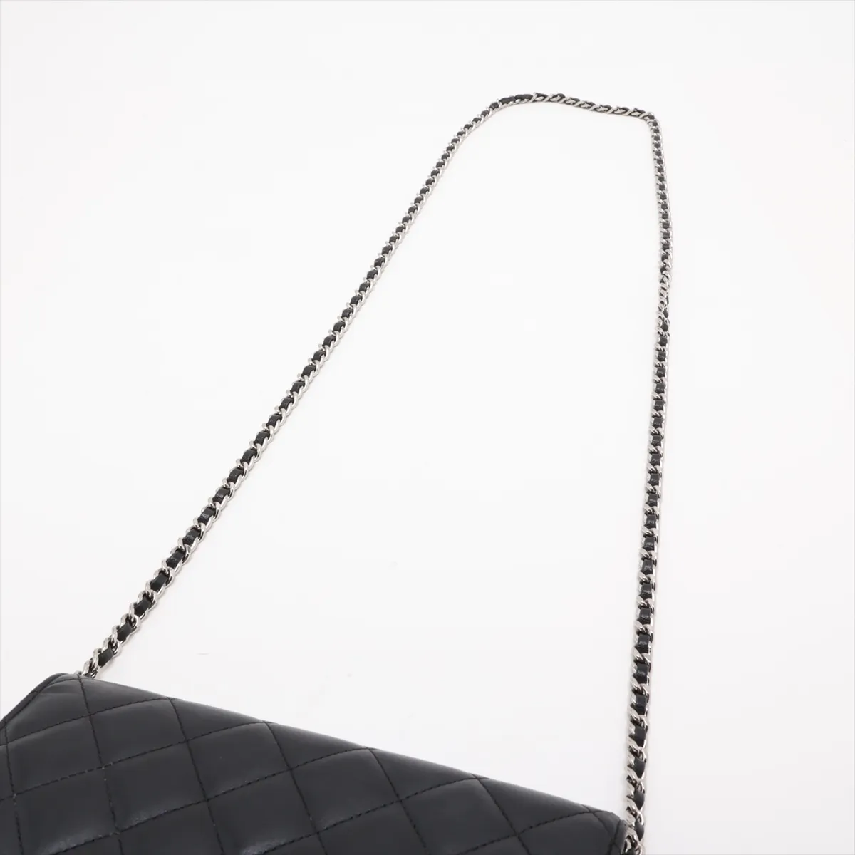 Matelassé Lambskin Chain Wallet, Black with Silver Hardware, 25442735, Serial Number , AP0250 — view 5