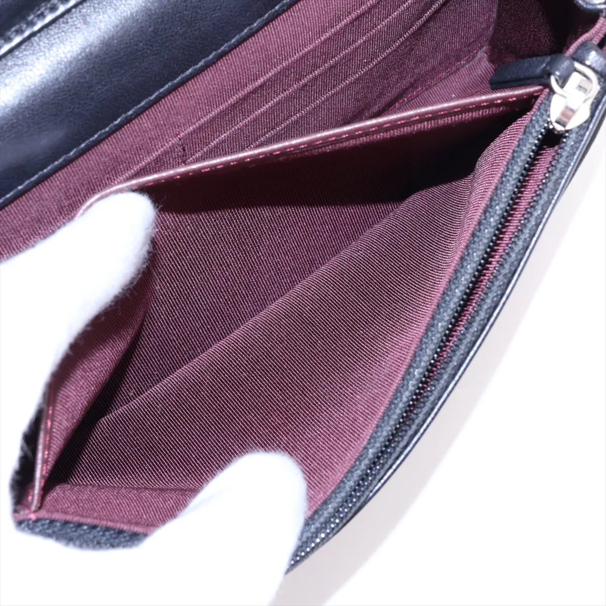 Matelassé Lambskin Chain Wallet, Black with Silver Hardware, 25442735, Serial Number , AP0250 — view 7