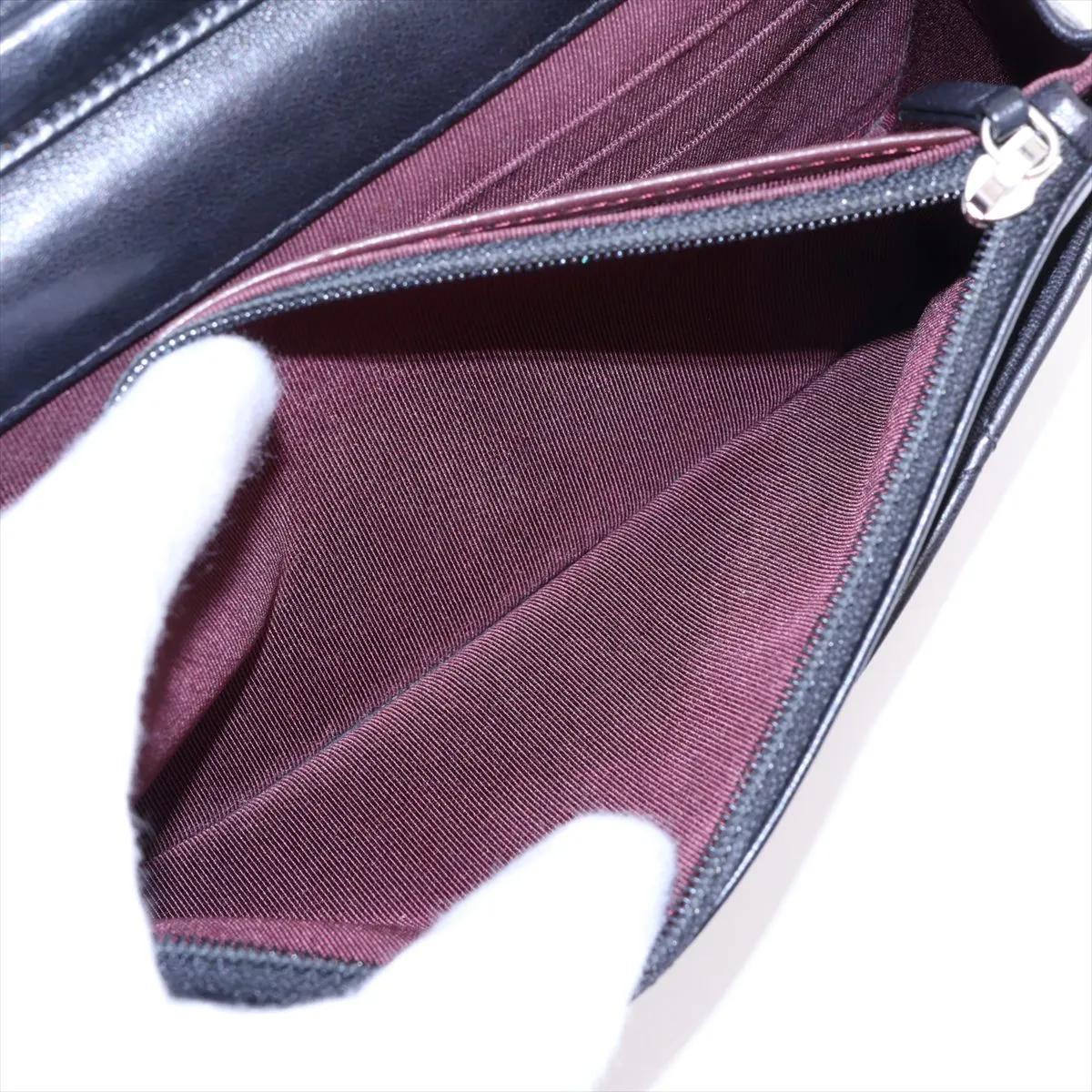 Matelassé Lambskin Chain Wallet, Black with Silver Hardware, 25442735, Serial Number , AP0250 — view 8