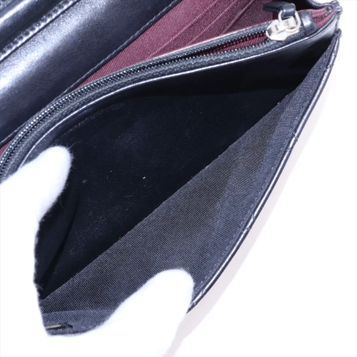 Matelassé Lambskin Chain Wallet, Black with Silver Hardware, 25442735, Serial Number , AP0250 — view 9