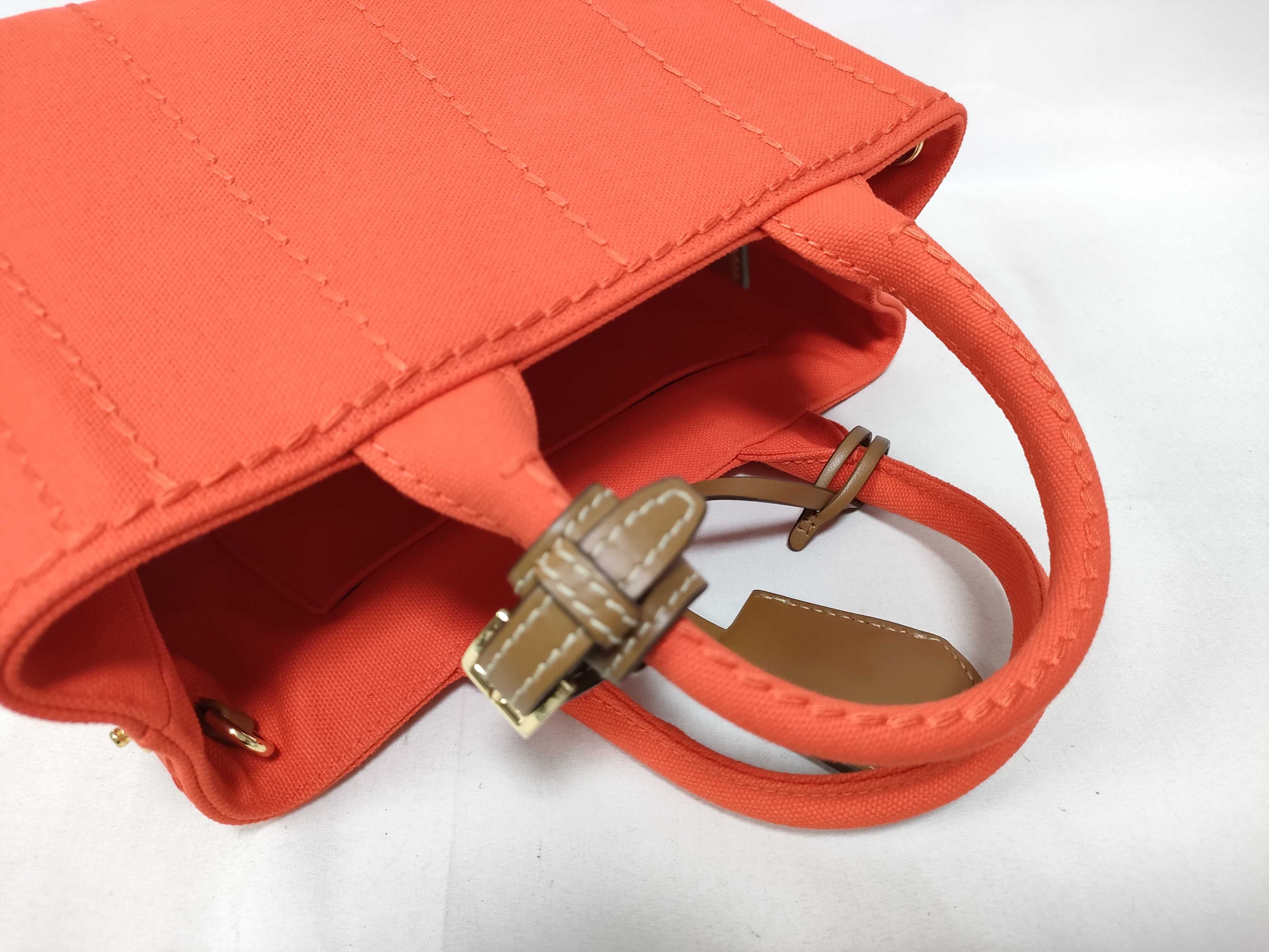 Jardinière Mini Handbag, Cotton Canvas, Orange Handbag — view 7
