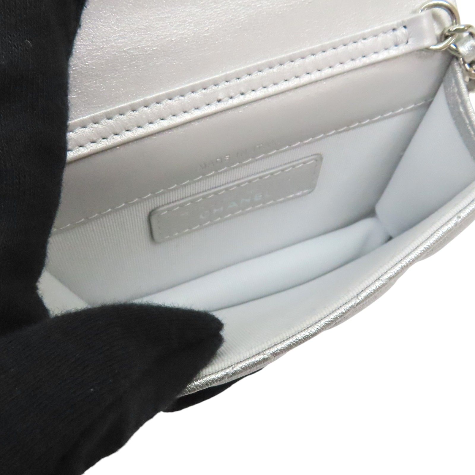 Metallic Lambskin Crystal Quilted Star Chain Belt Bag — view 5