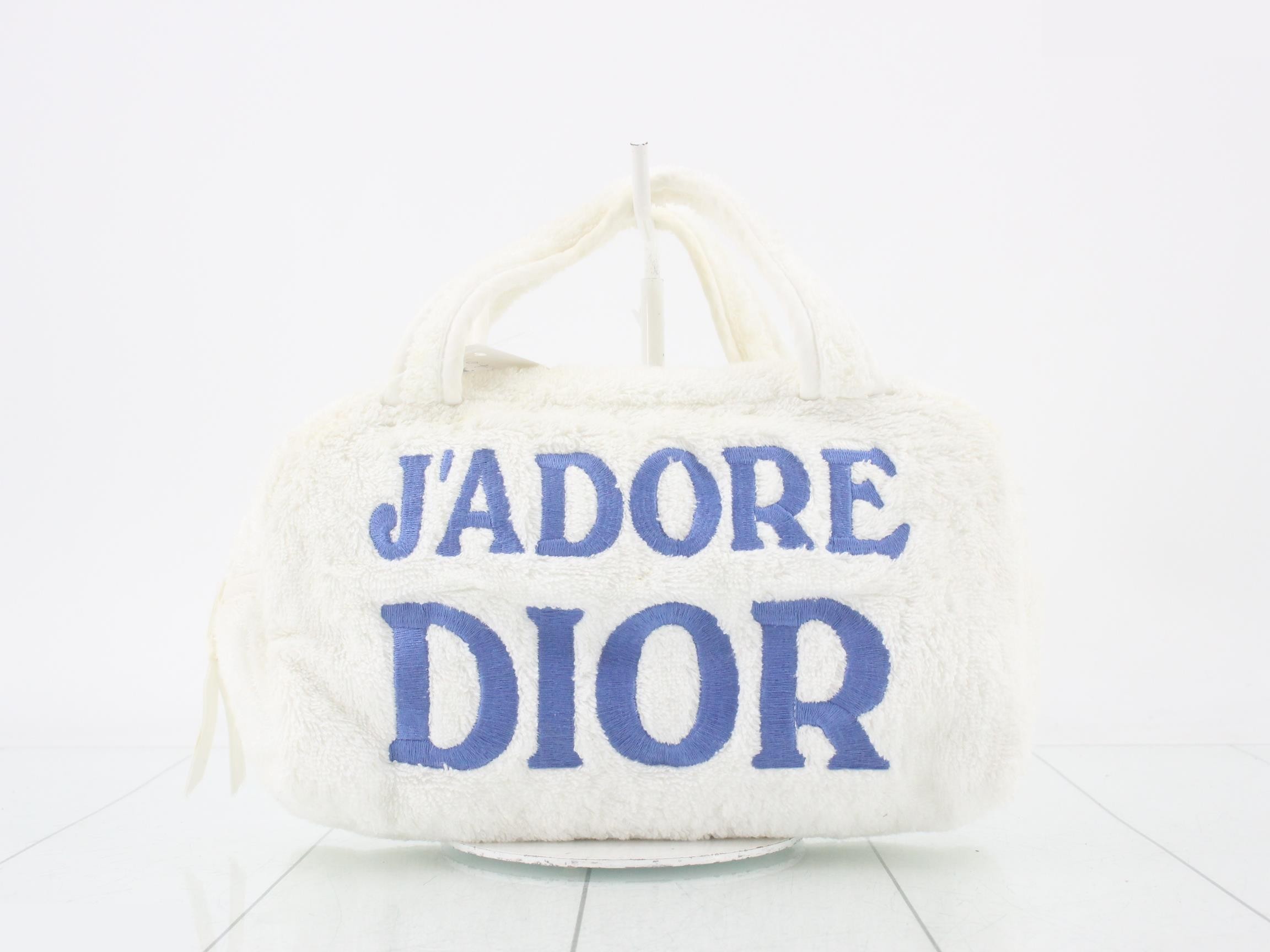 Cotton J'ADORE DIOR Pile Handbag, Bicolor