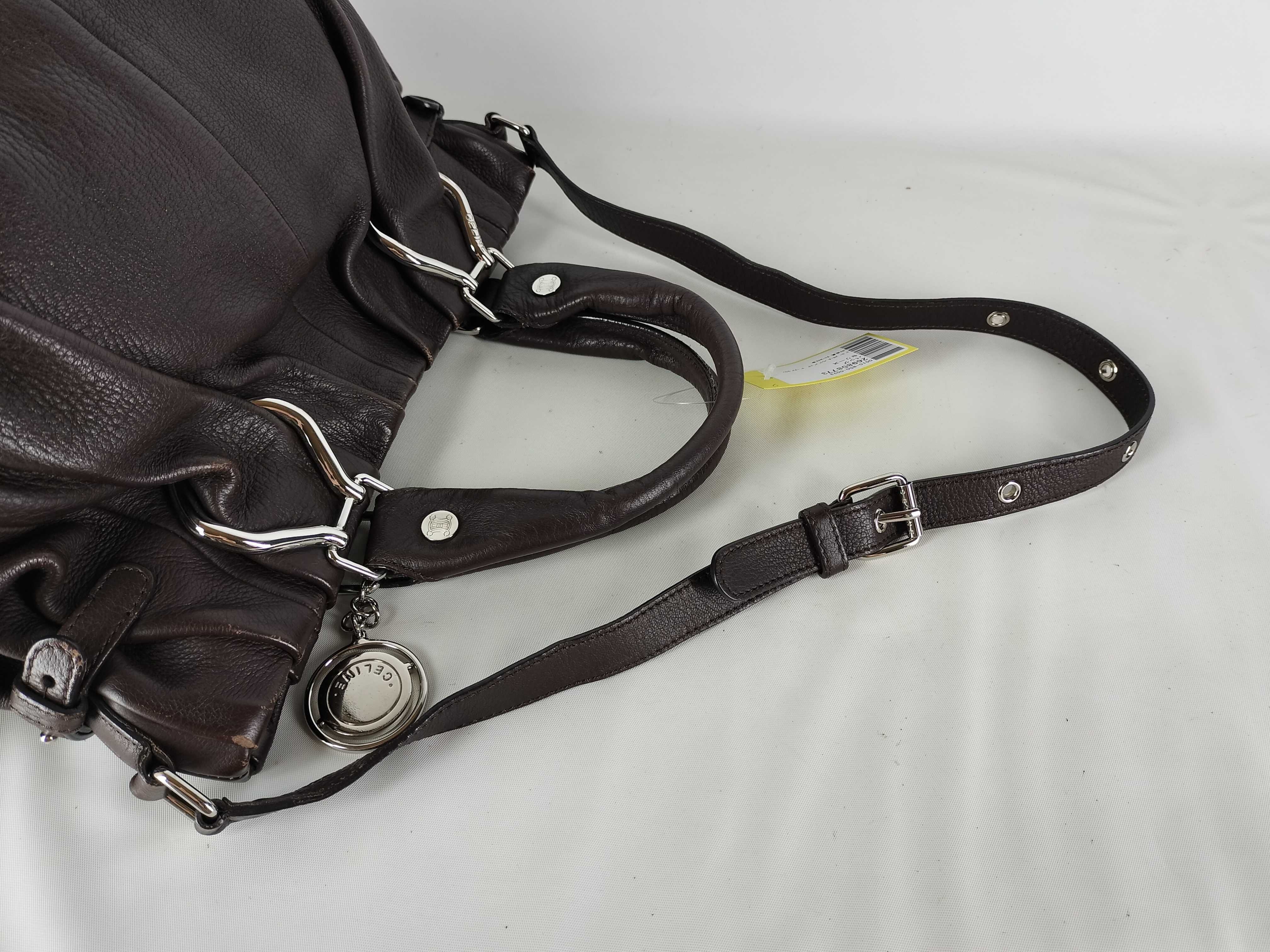 Pillow Small Handbag, Dark Brown, Silver Hardware, with Charm — view 7