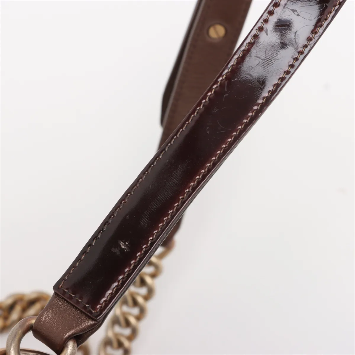 Boy Chanel 25 Patent Leather Chain Shoulder Bag Brown Gold Hardware 21660762 21st Series A67086 — view 13