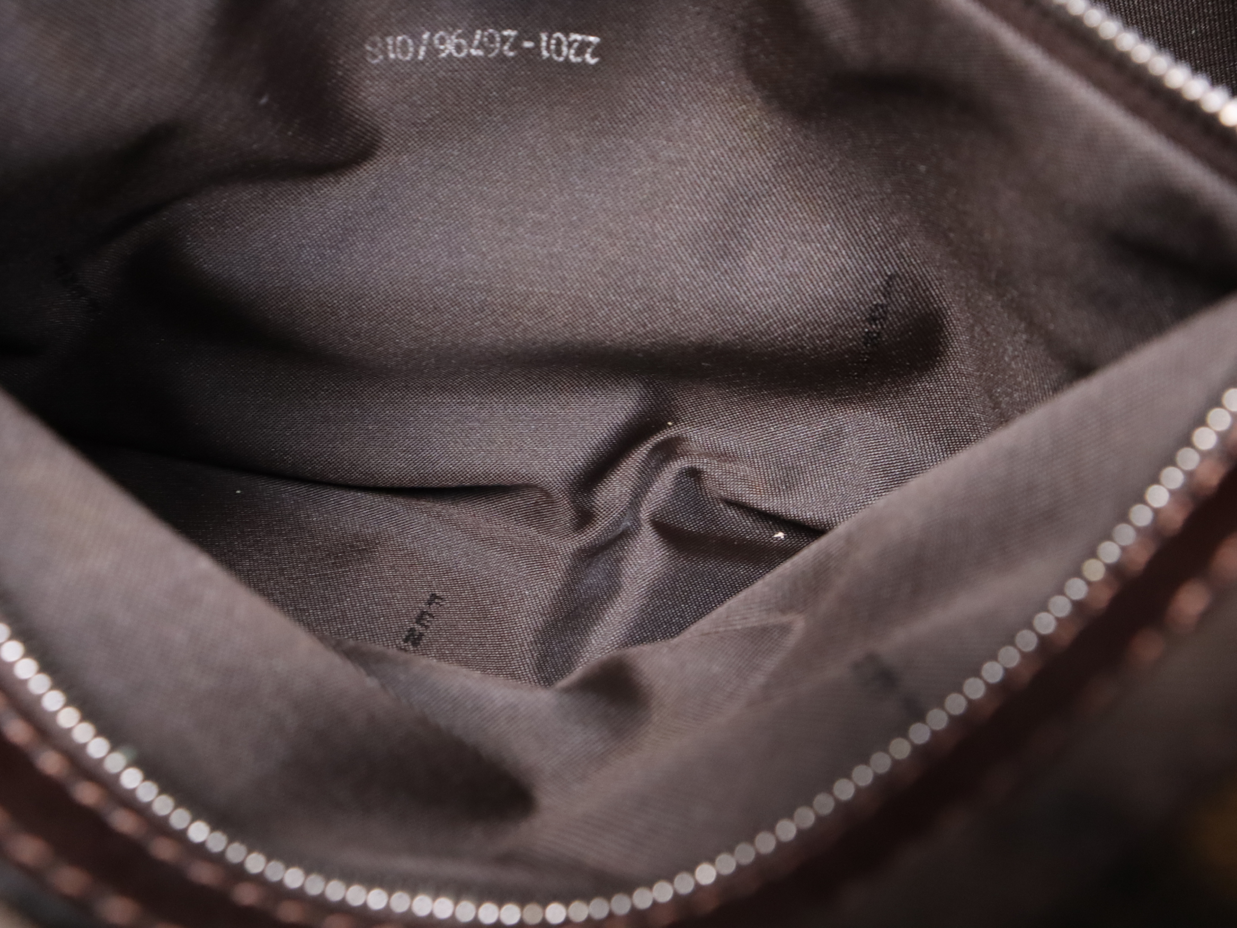 Canvas x Leather Zucca Mamma Bucket Brown Silver Hardware Handbag — view 12