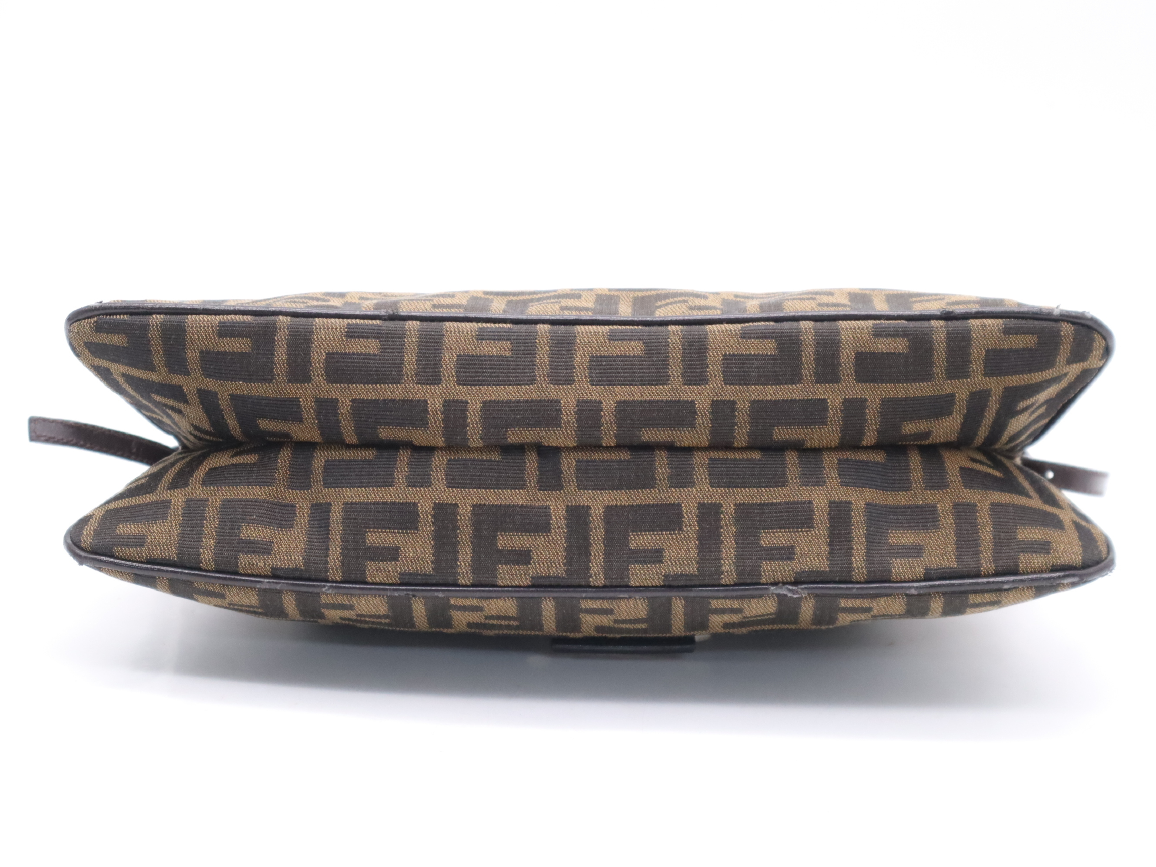 Canvas x Leather Zucca Mamma Bucket Brown Silver Hardware Handbag — view 4