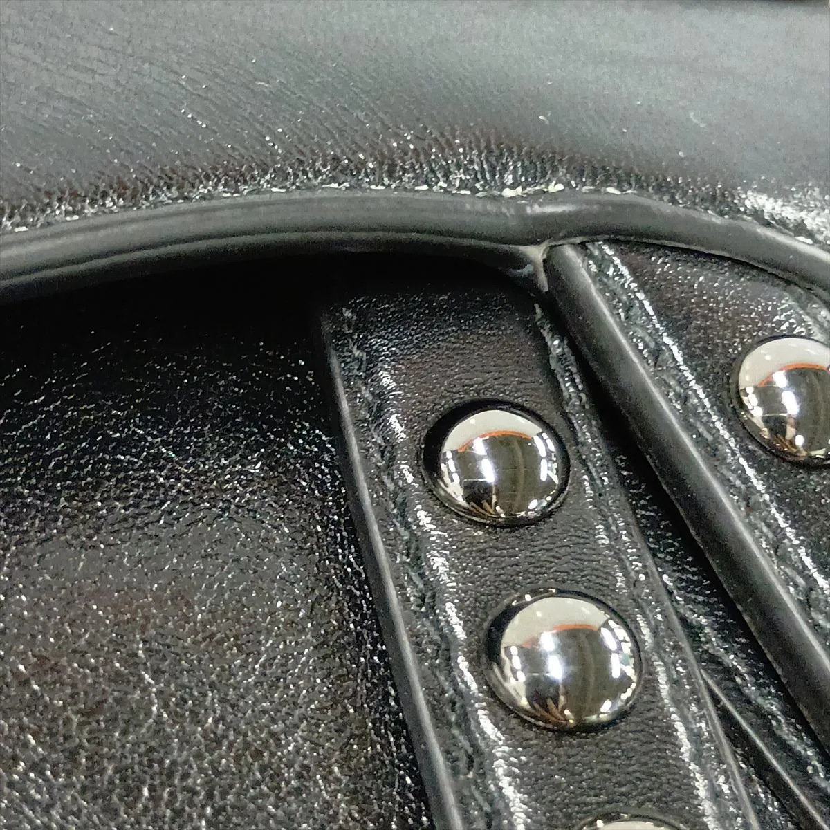 Saddle Leather x Studs 2-Way Handbag, Black — view 15