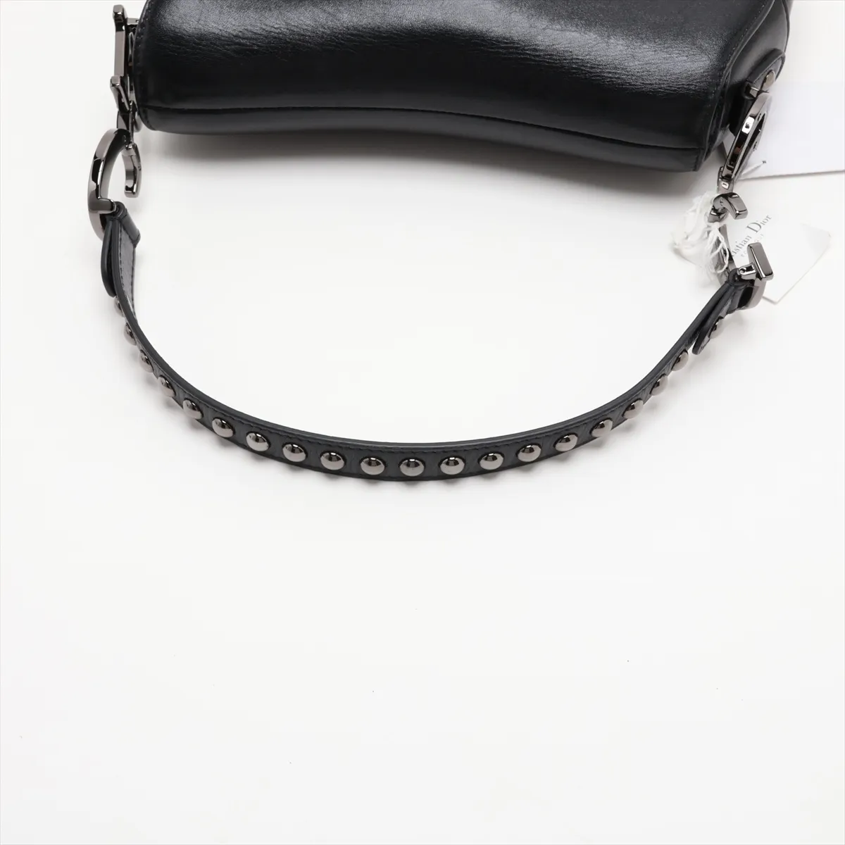 Saddle Leather x Studs 2-Way Handbag, Black — view 5