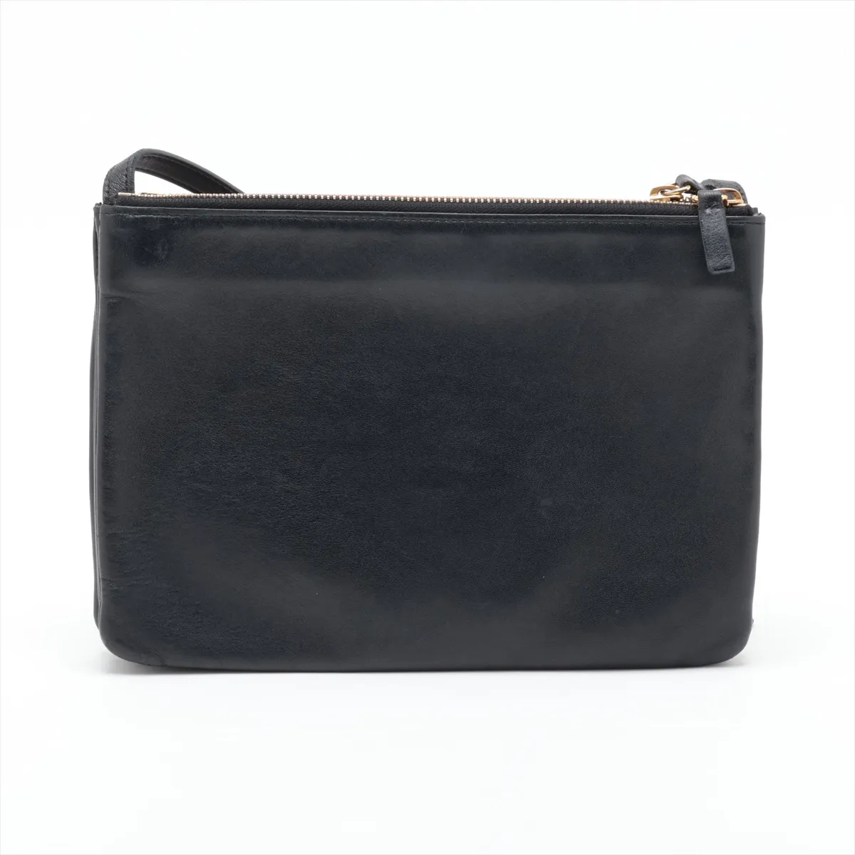 Trio Small Leather Shoulder Bag, Black — view 2